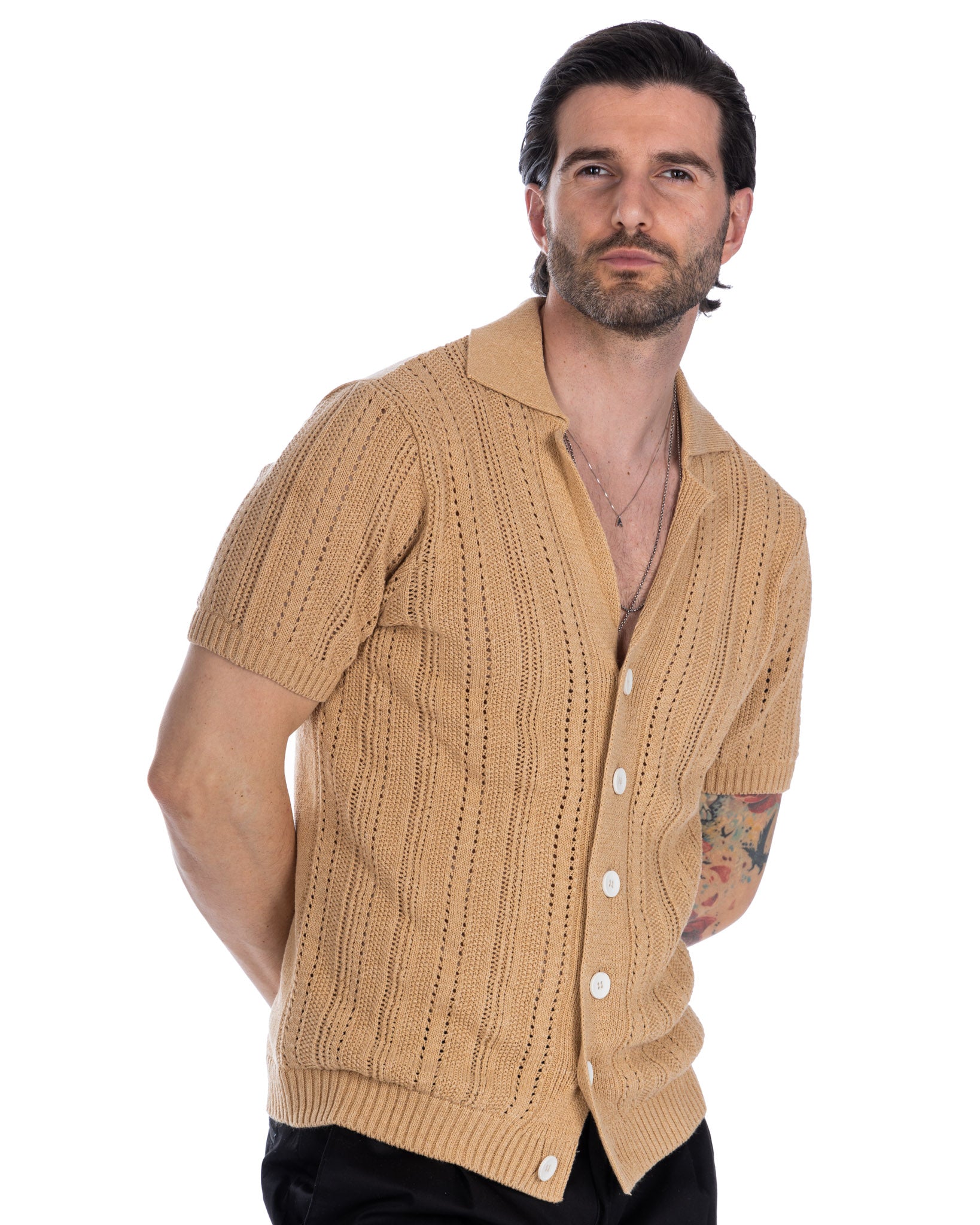 Novak - beige knitted shirt