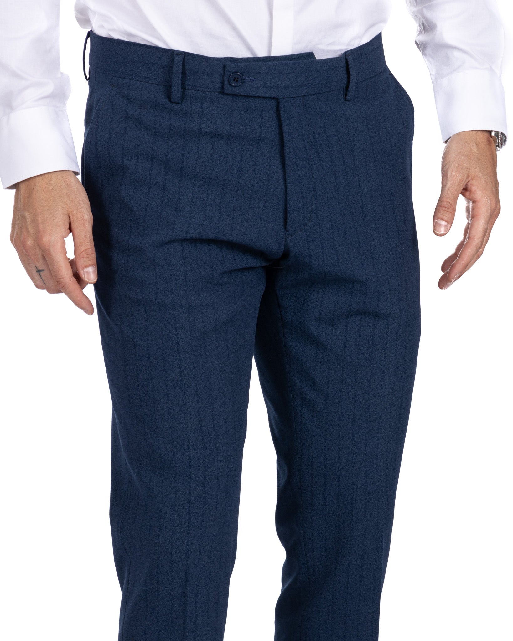 Enzo - double-breasted blue pinstriped suit