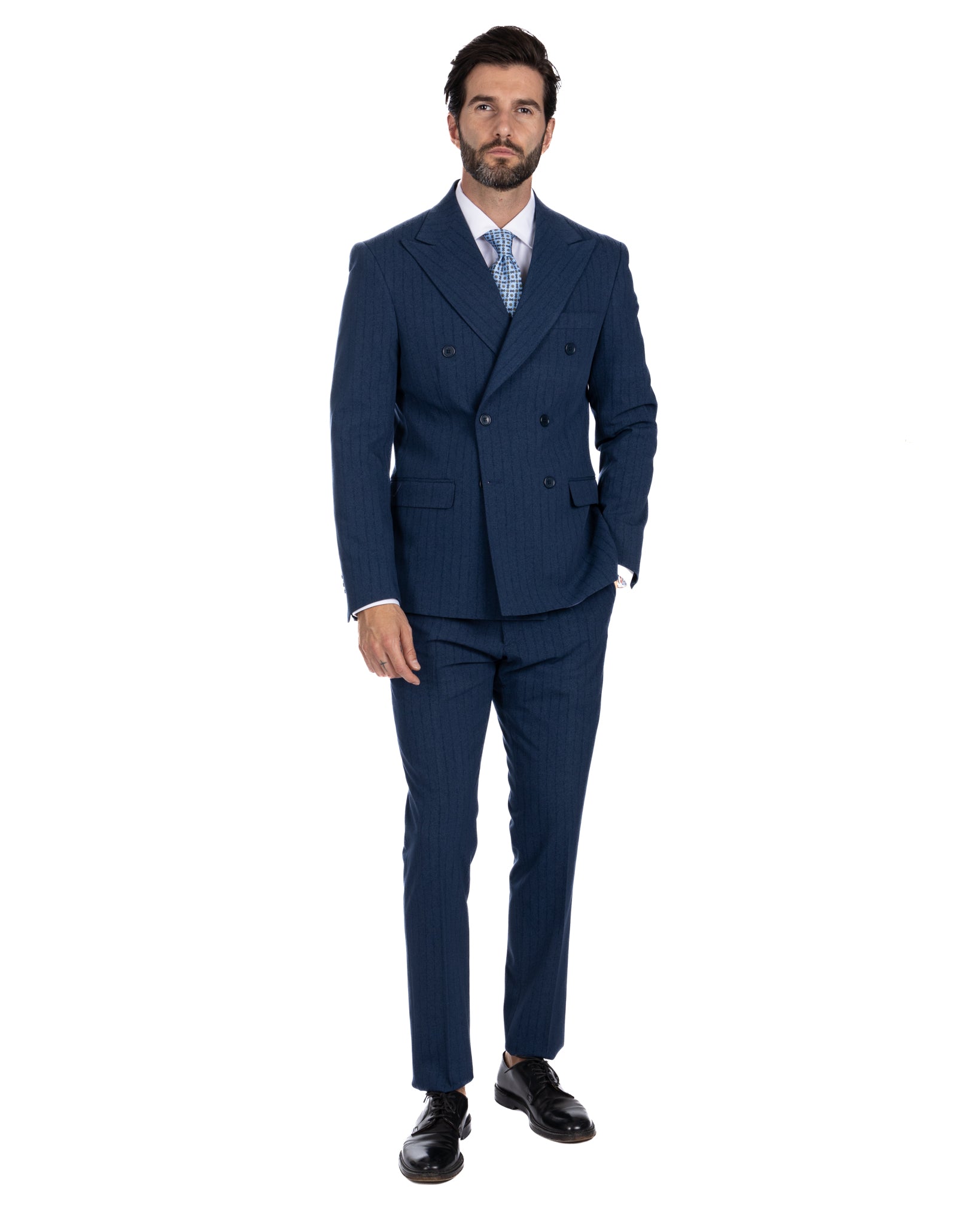 Enzo - double-breasted blue pinstriped suit