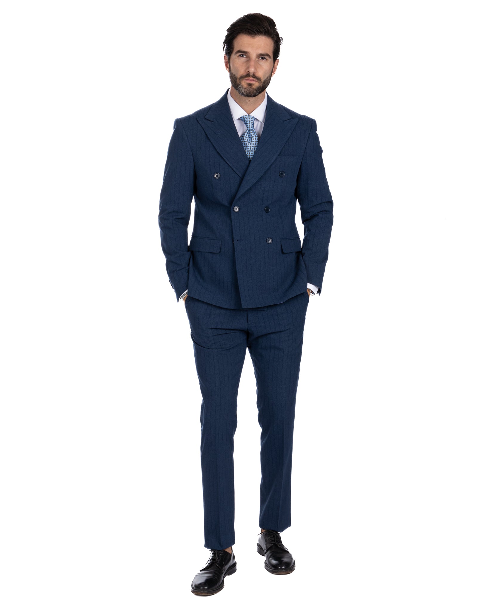 Enzo - double-breasted blue pinstriped suit