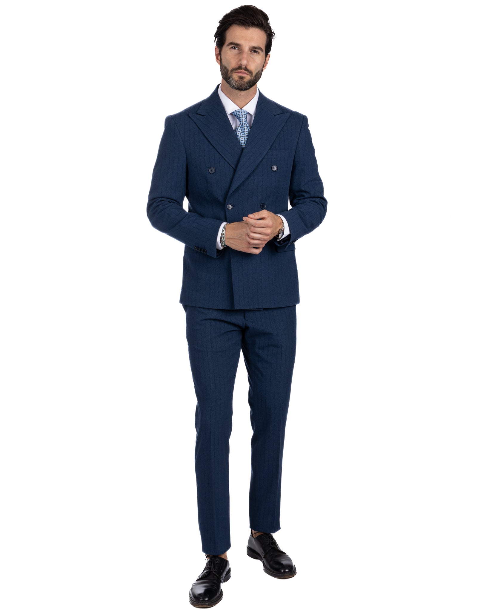 Enzo - double-breasted blue pinstriped suit