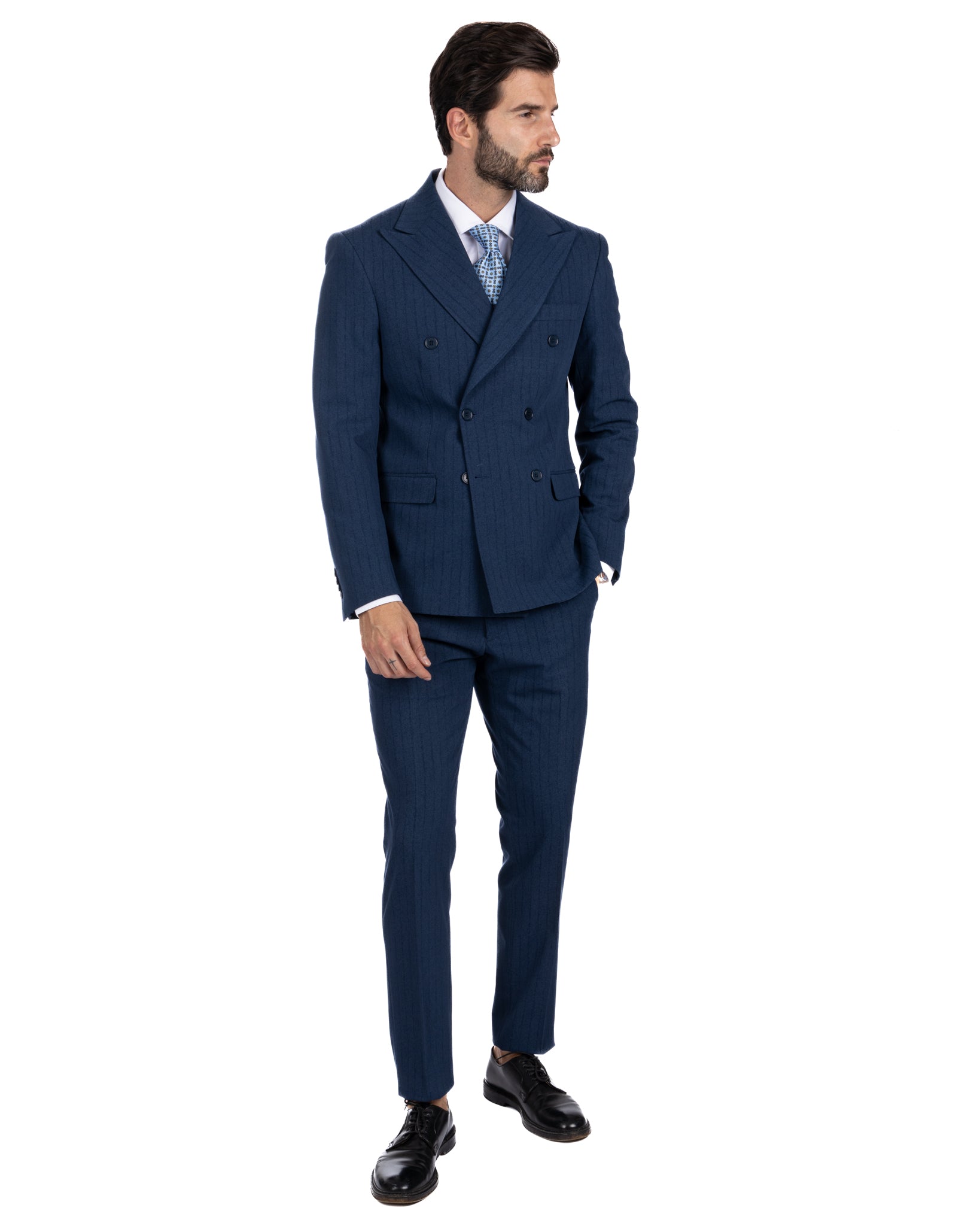 Enzo - double-breasted blue pinstriped suit