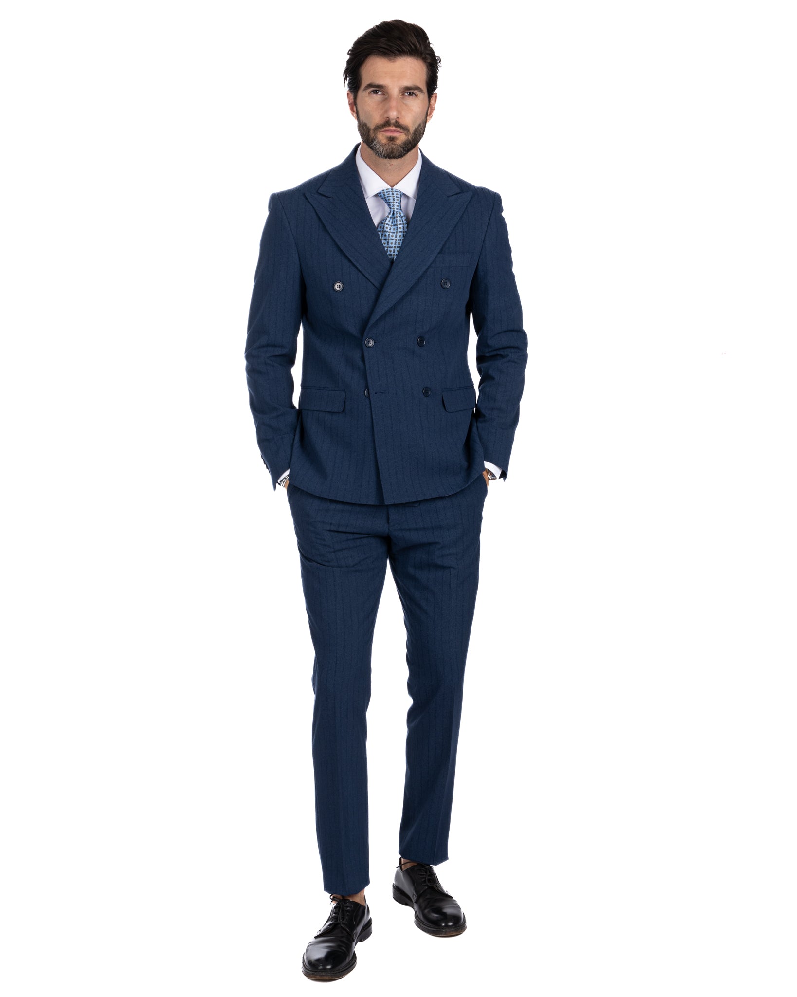 Enzo - double-breasted blue pinstriped suit
