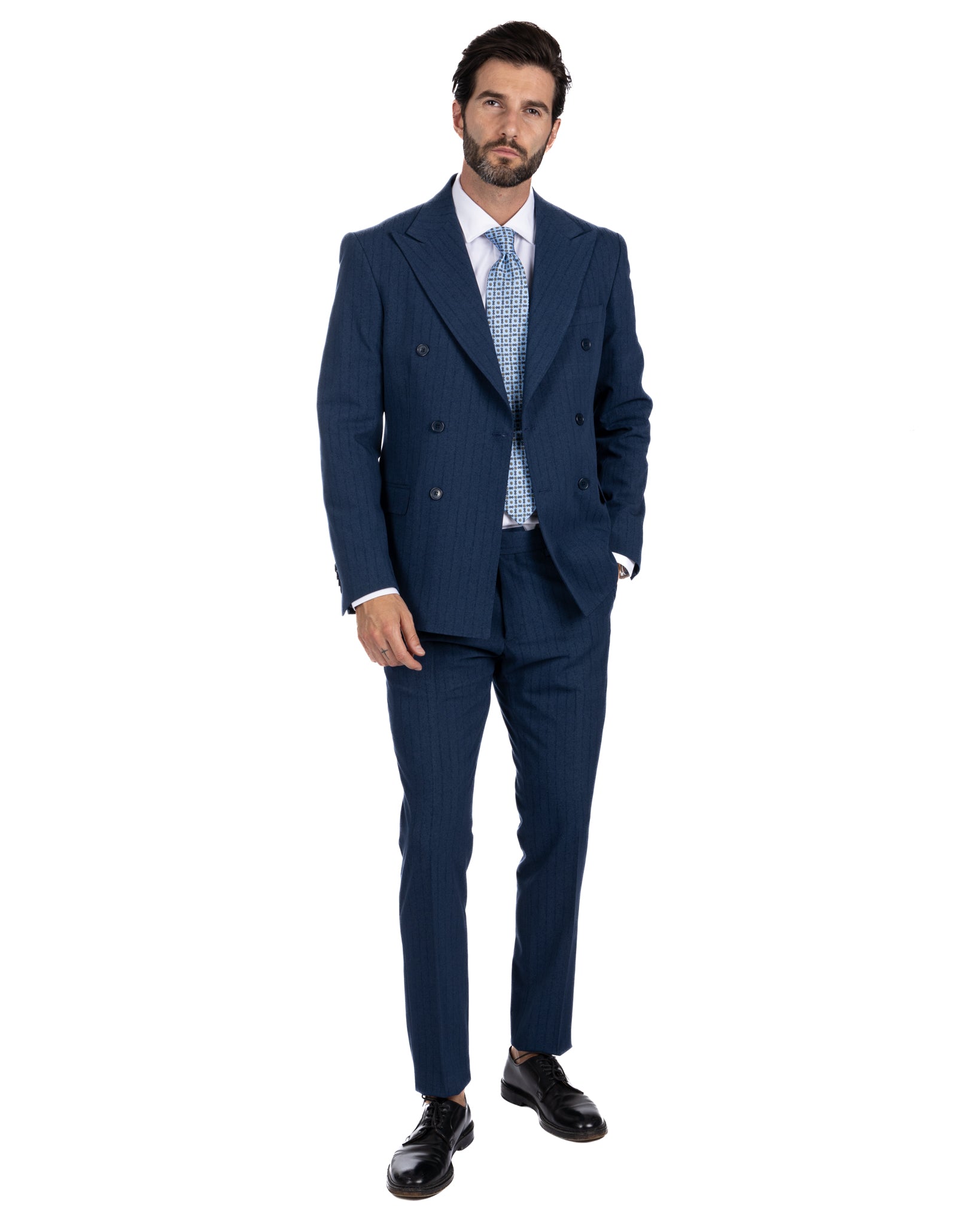 Enzo - double-breasted blue pinstriped suit