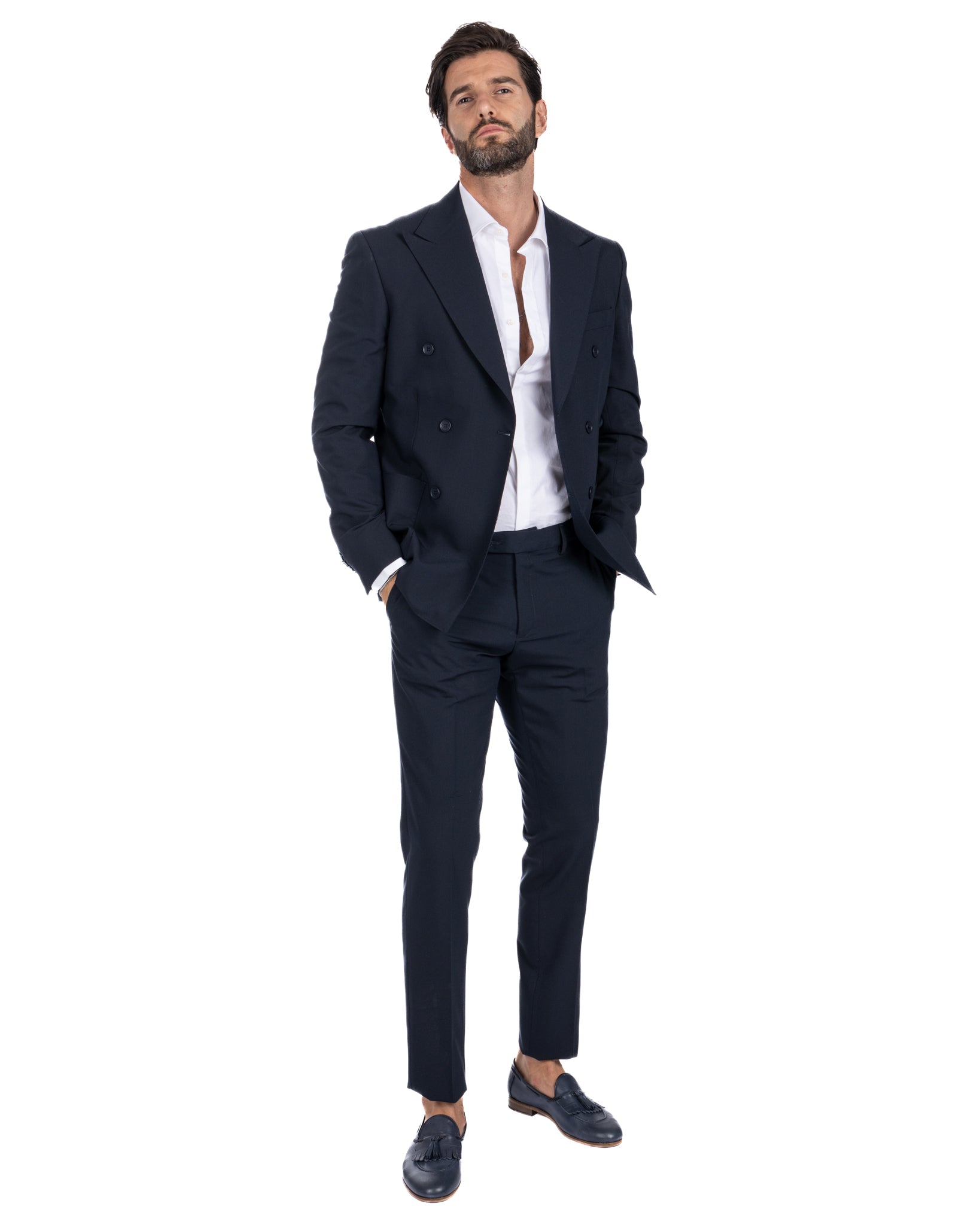 Monaco - costume croisé bleu foncé
