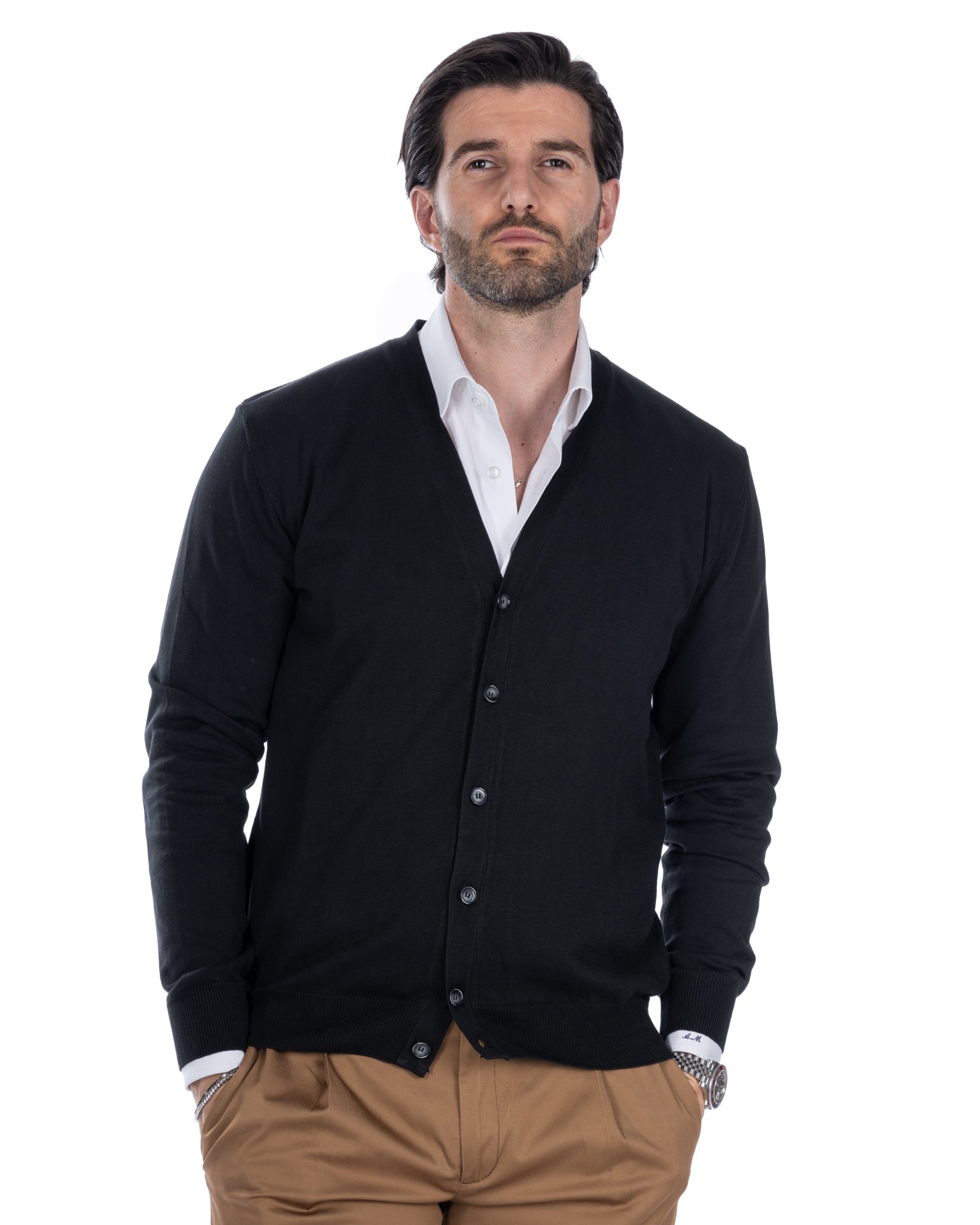Cardigan Alex nero in cotone