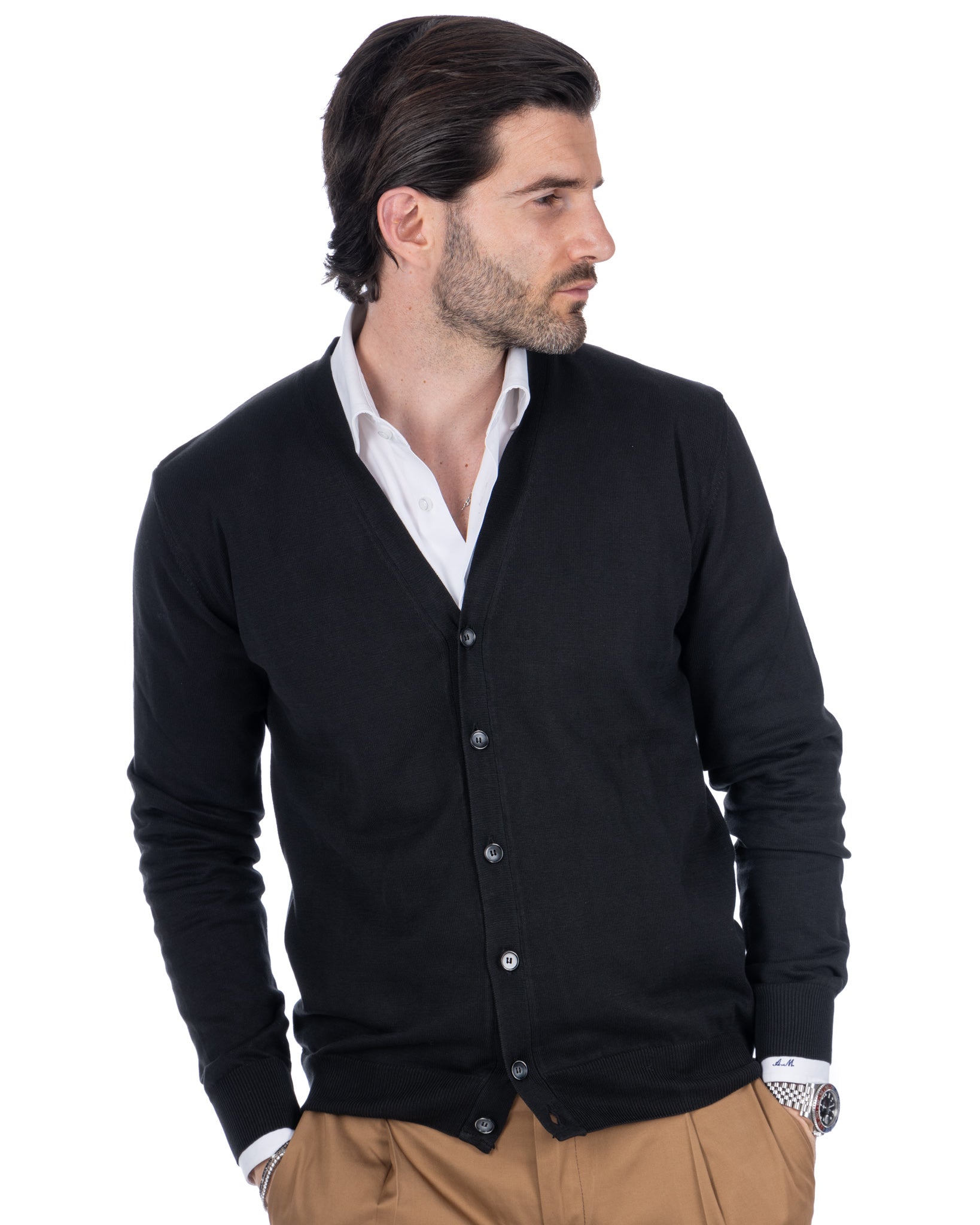 Cardigan Alex nero in cotone