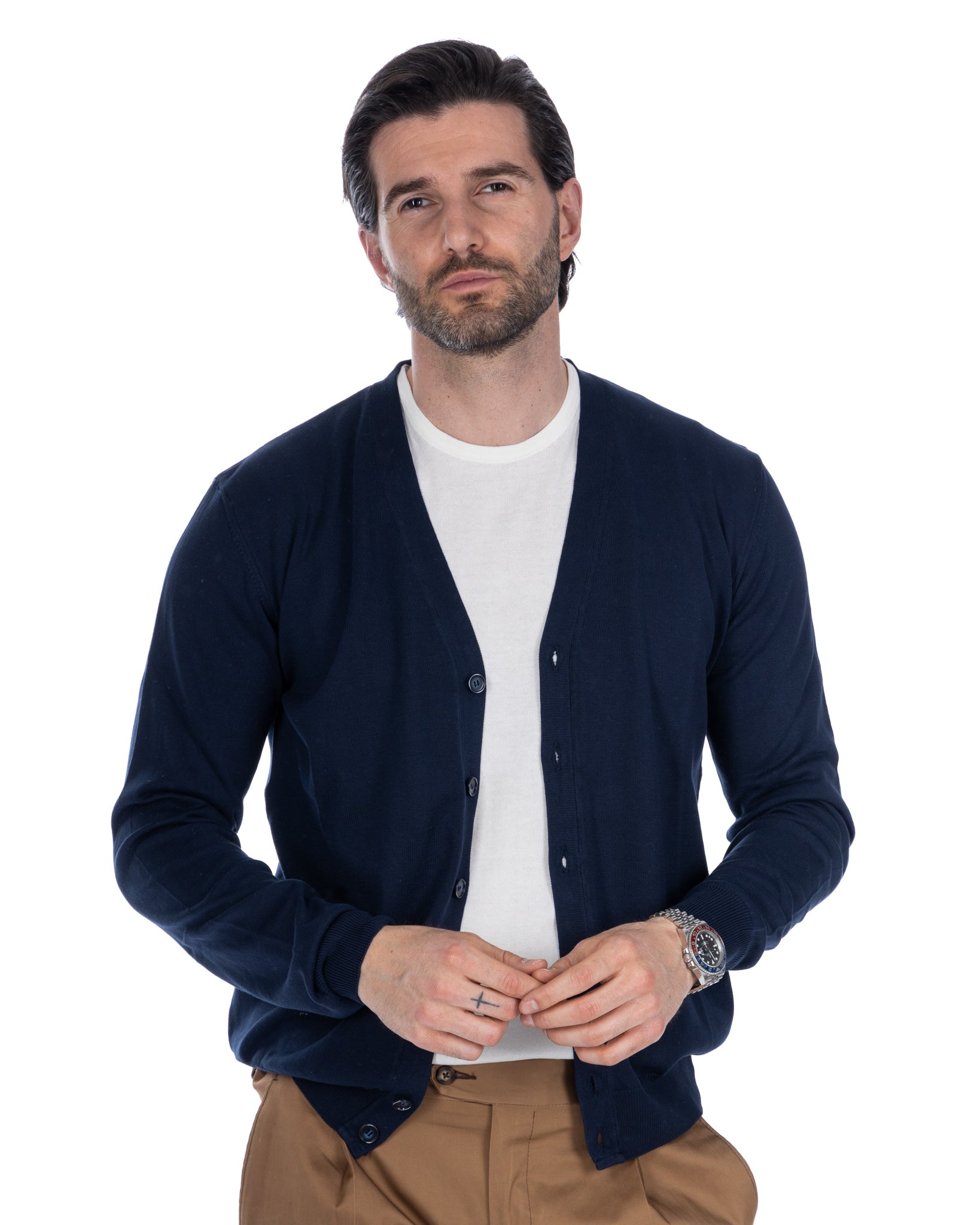 Alex - blue cotton cardigan