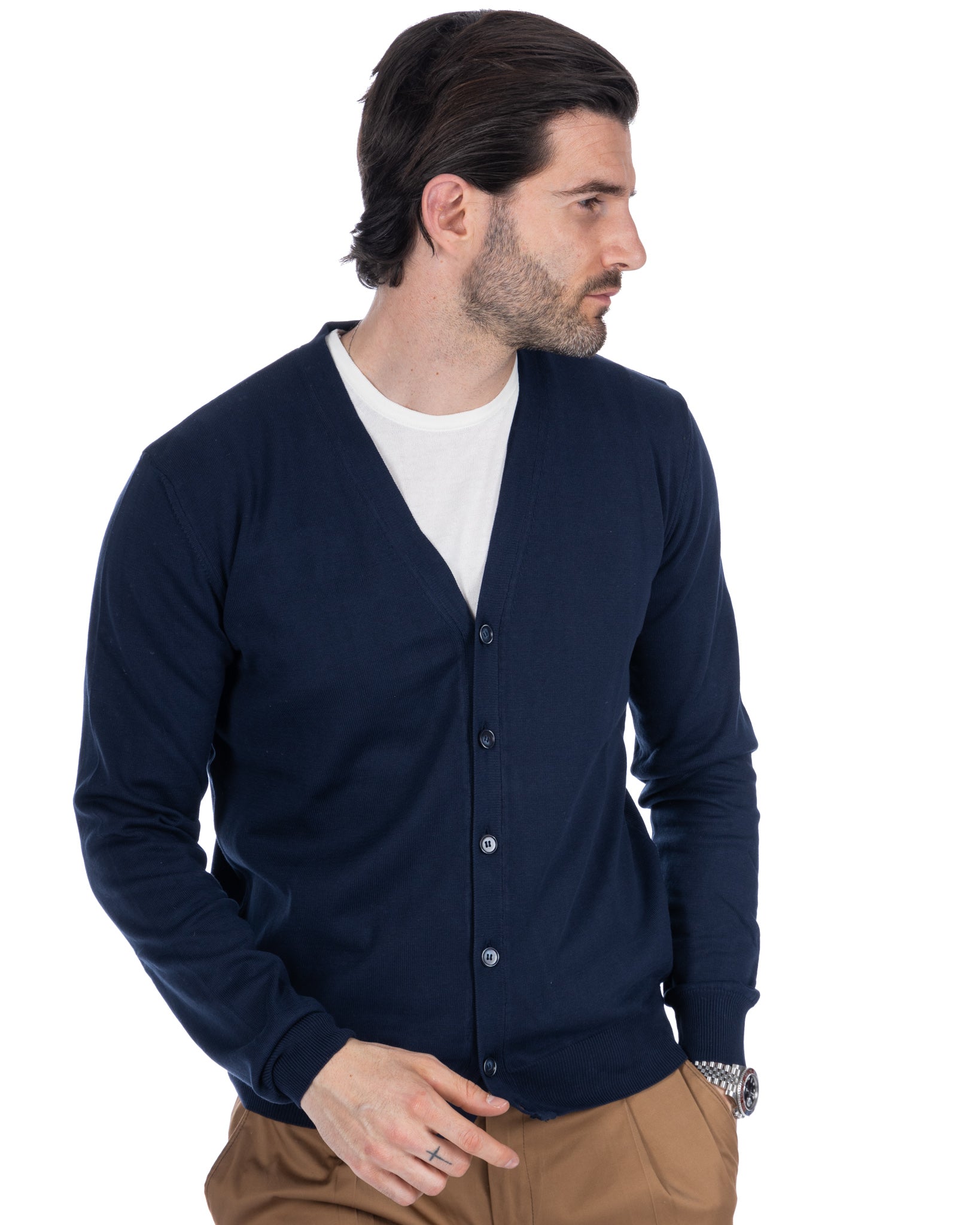 Alex - blue cotton cardigan