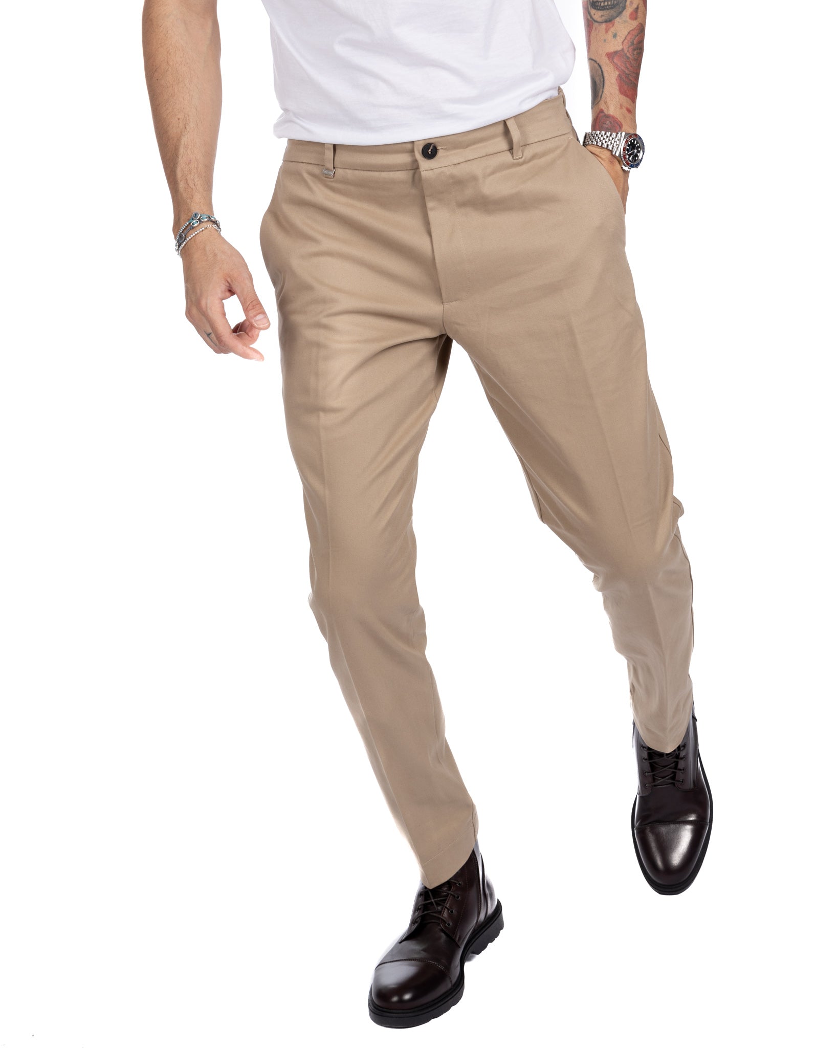 Elder - camel capri trousers in cotton