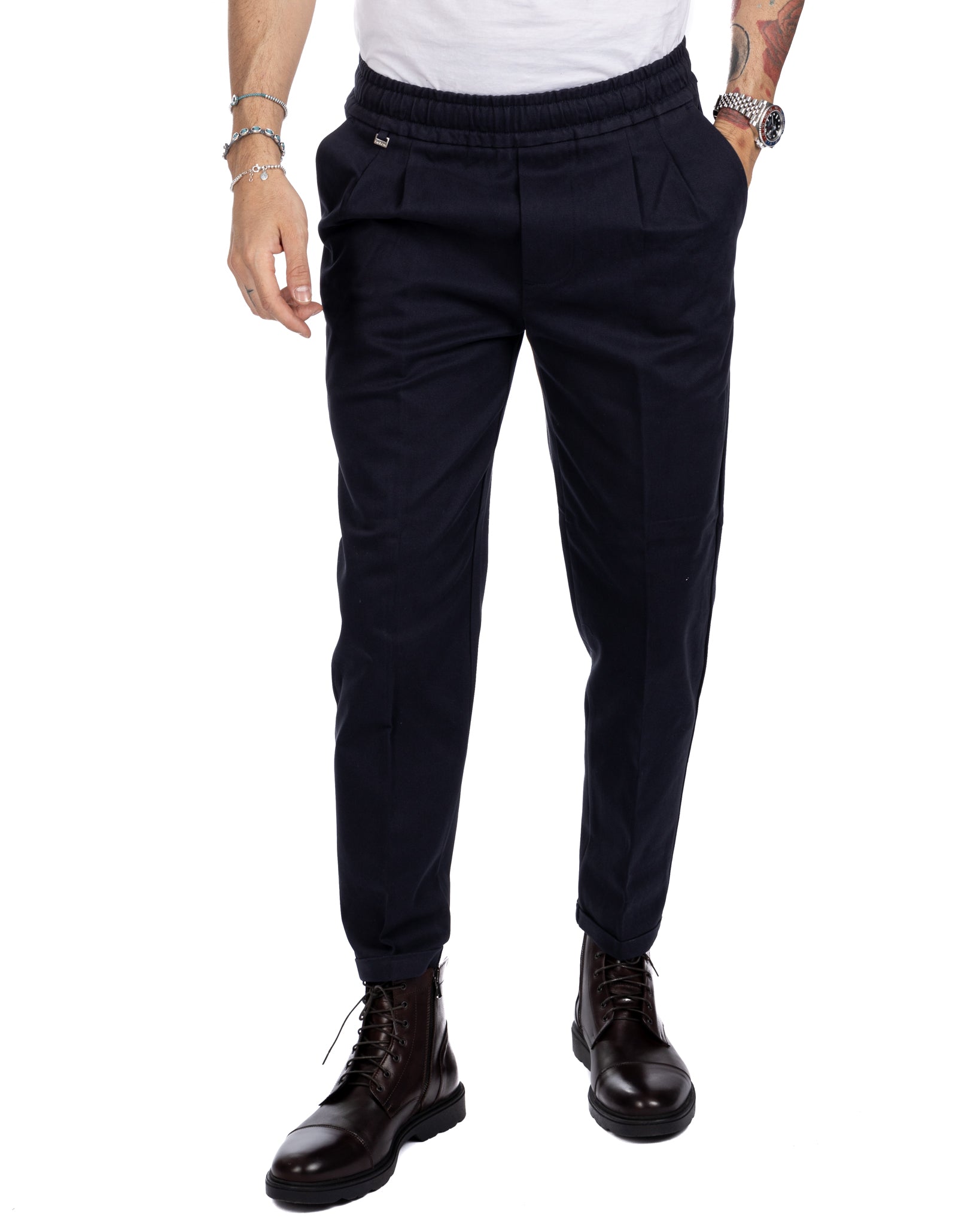 Larry - blue cotton trousers