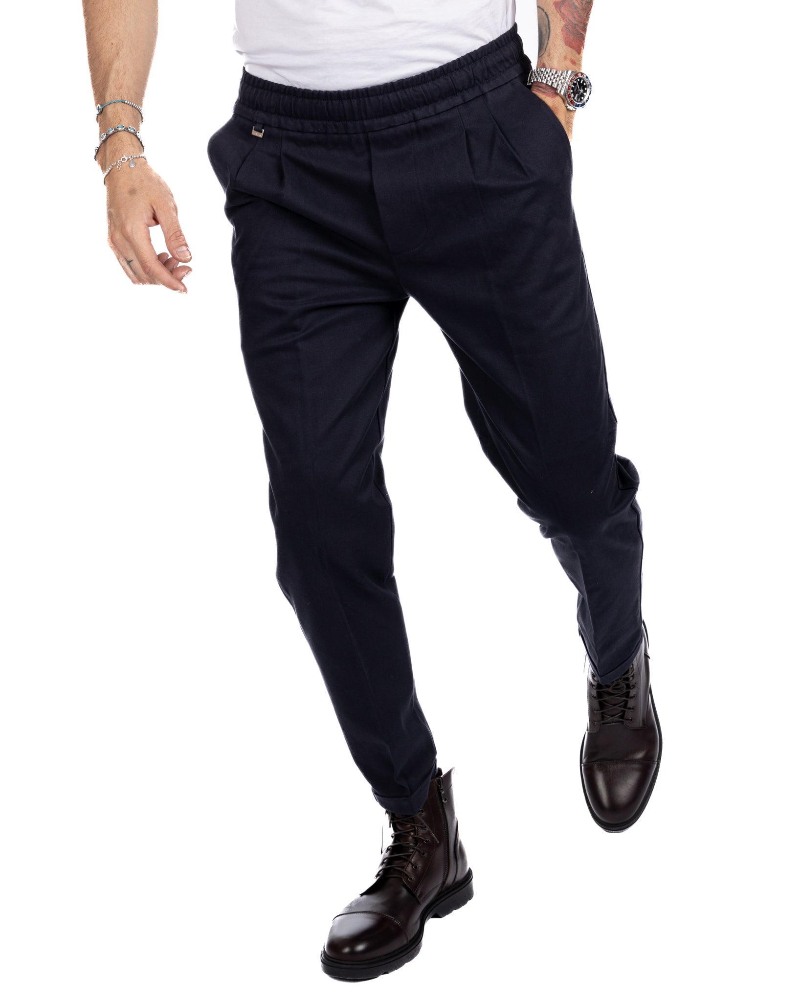 Larry - blue cotton trousers