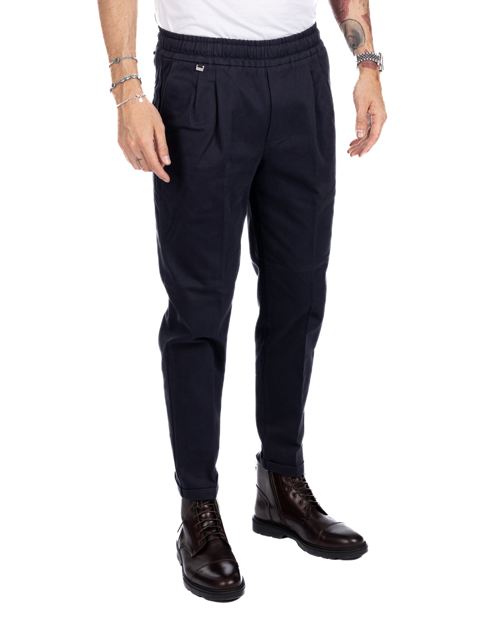Larry - blue cotton trousers