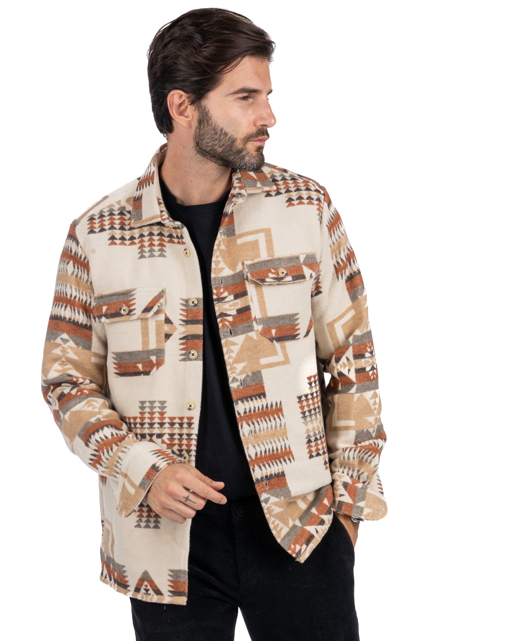 Mayor - veste beige à motifs ethniques