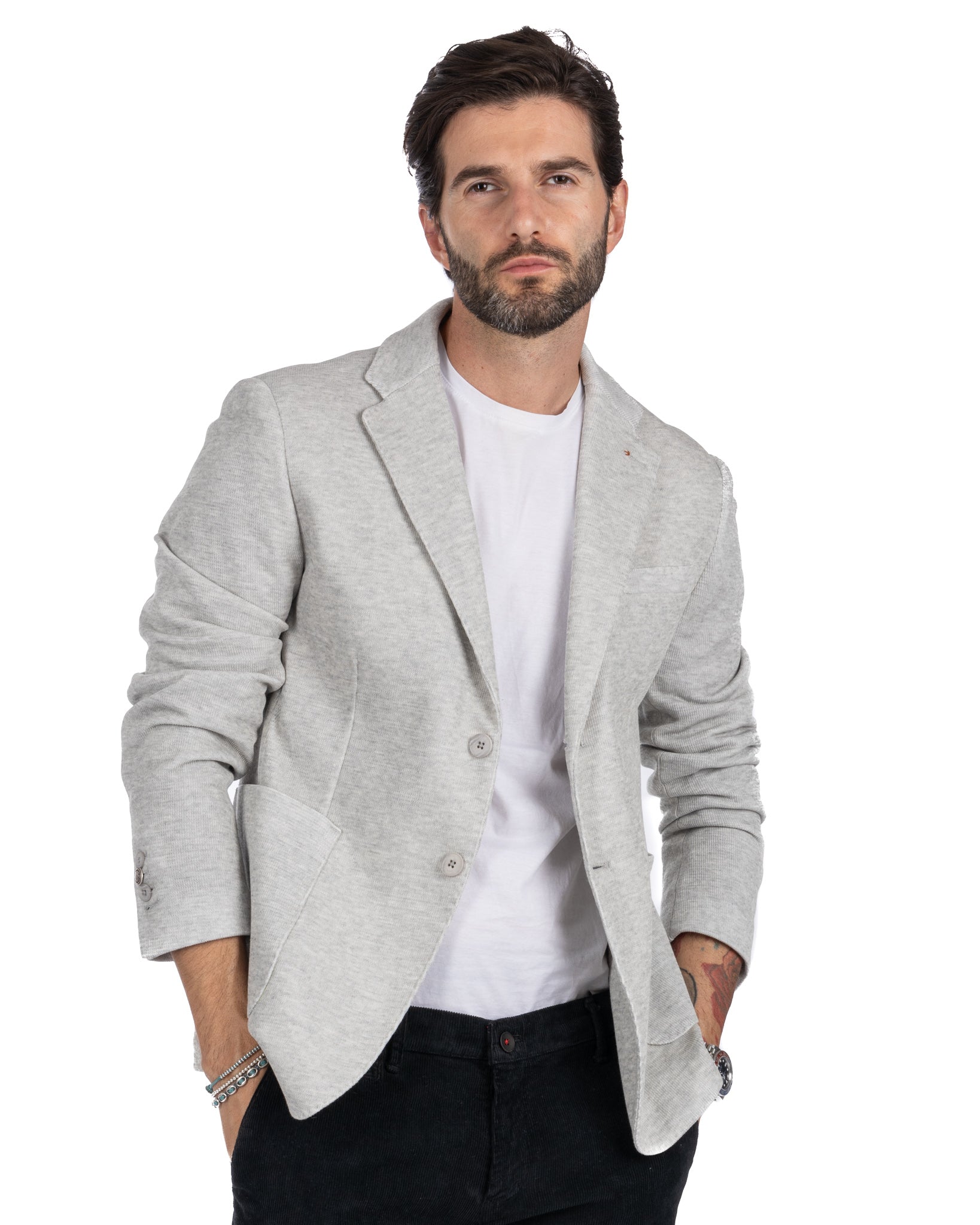 Adolfo - single-breasted gray jersey jacket