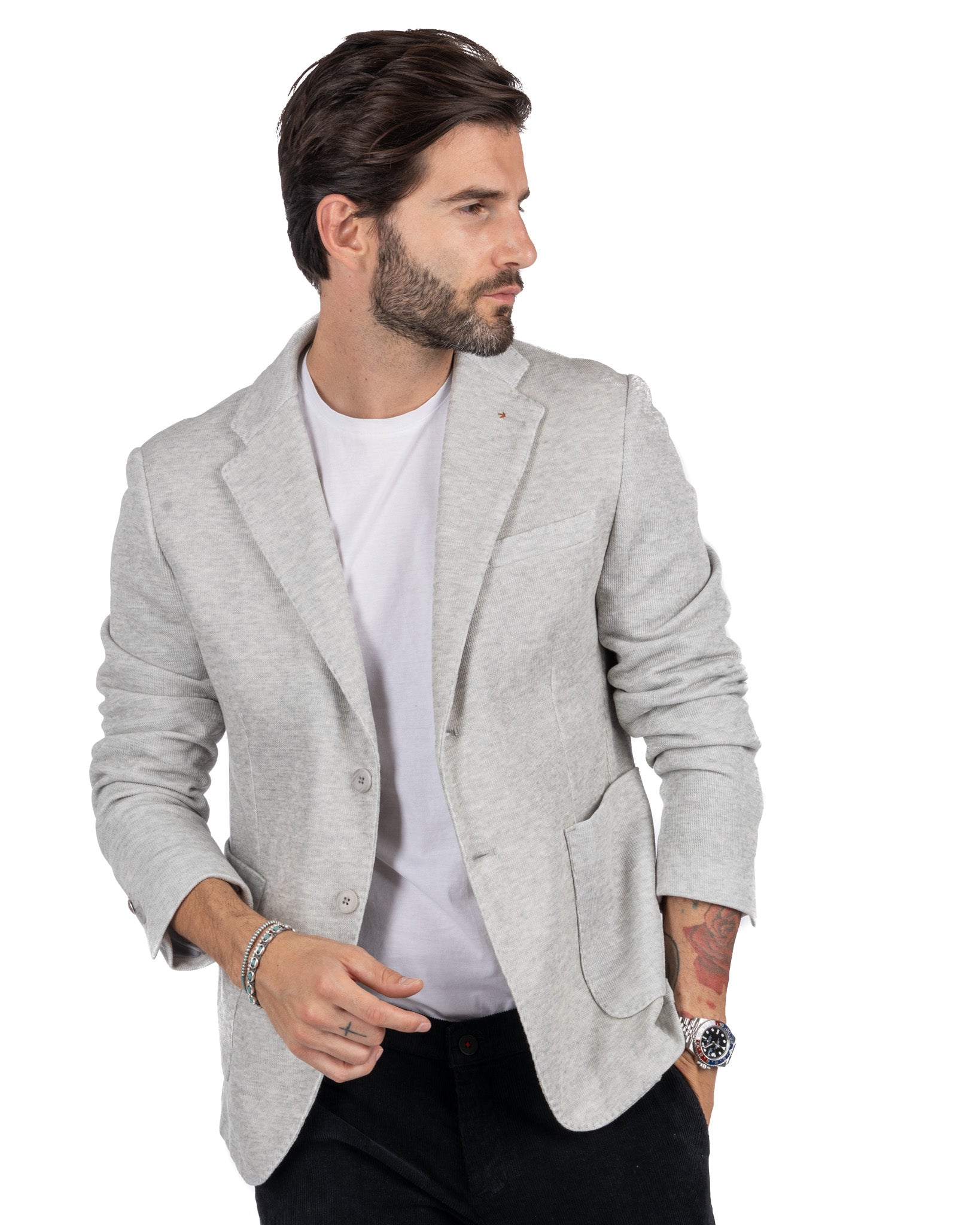 Adolfo - single-breasted gray jersey jacket