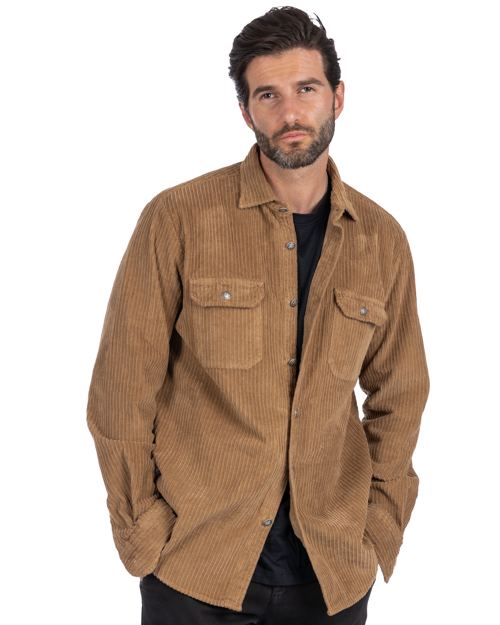 Atlantis - chemise en velours camel