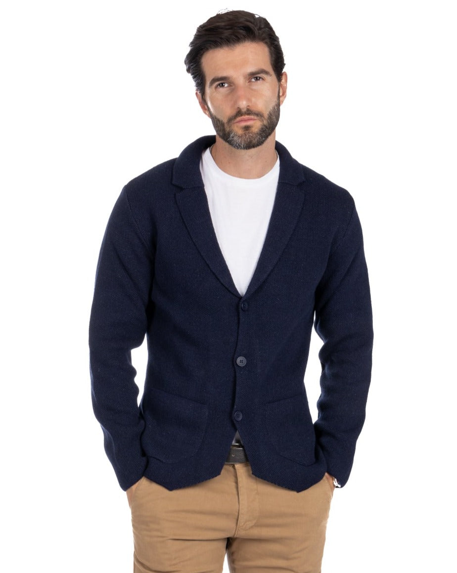 Laurent - blue knitted cardigan