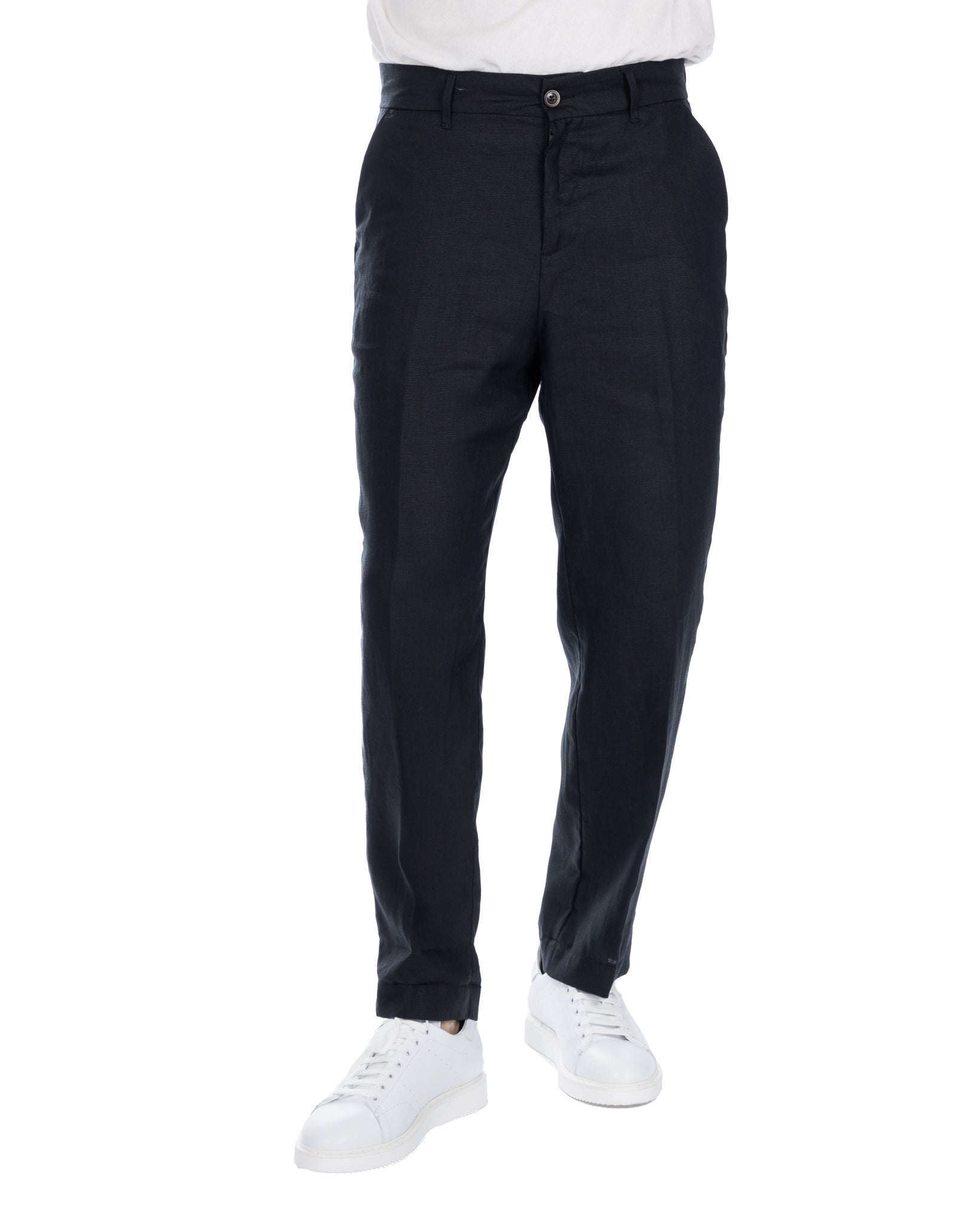 Lucas - wide trousers in pure black linen