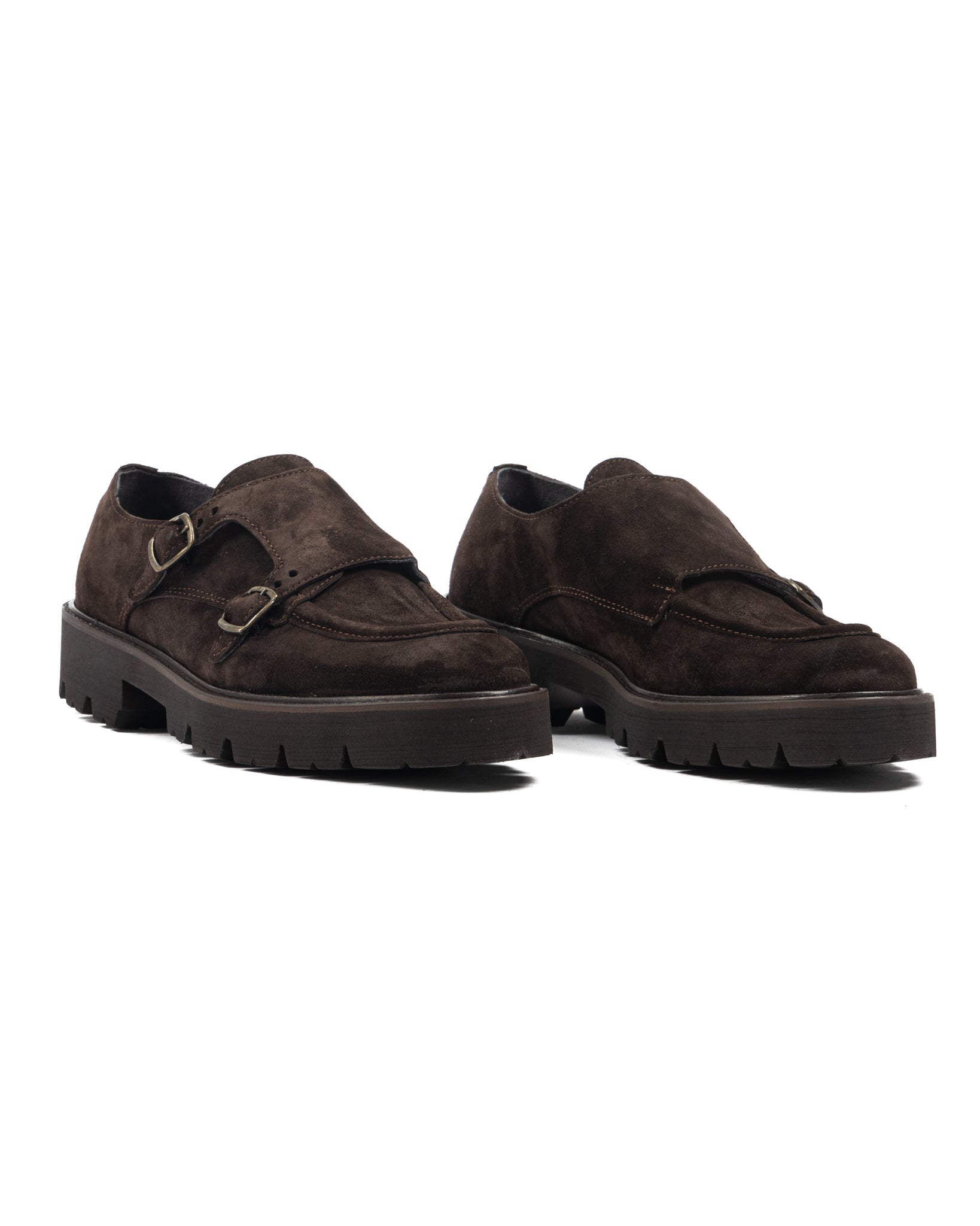 Falcon- dark brown suede moccasin with double buckle