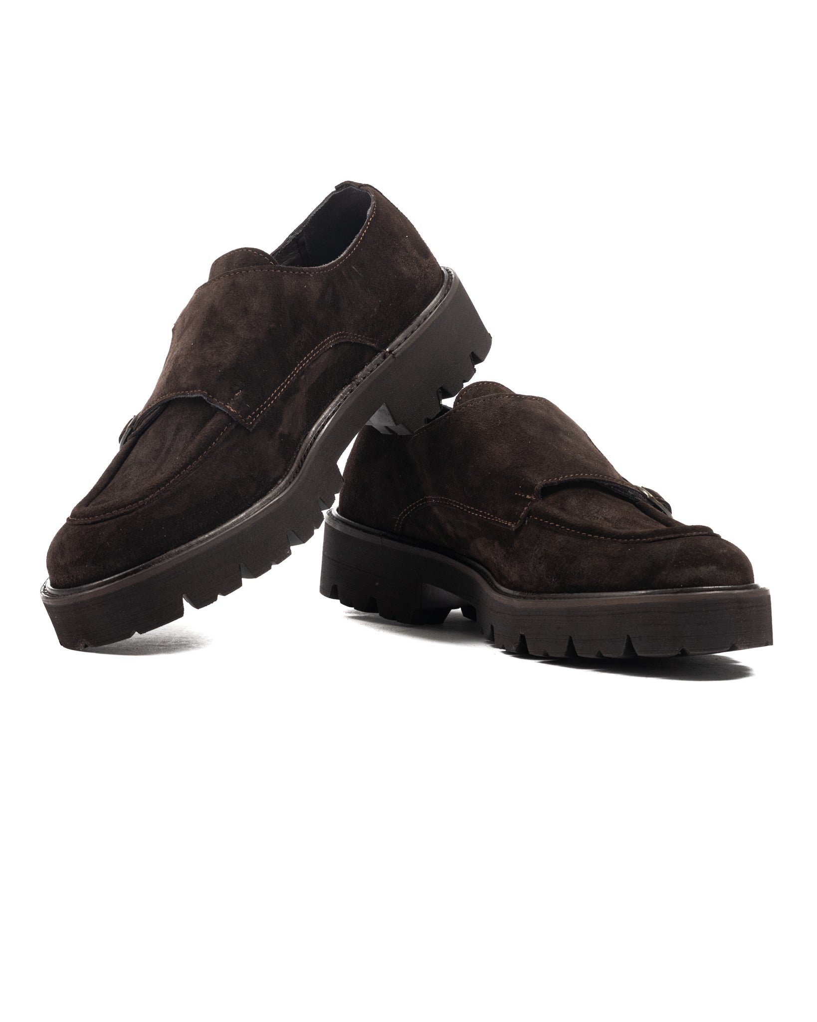 Falcon- dark brown suede moccasin with double buckle