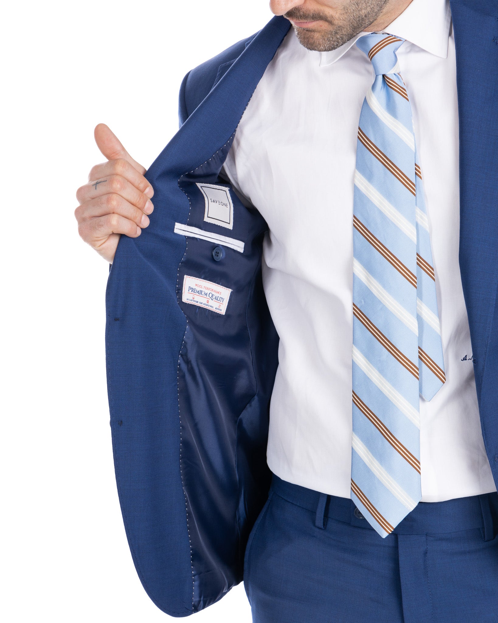 New york - costume droit en laine bleu bleuet