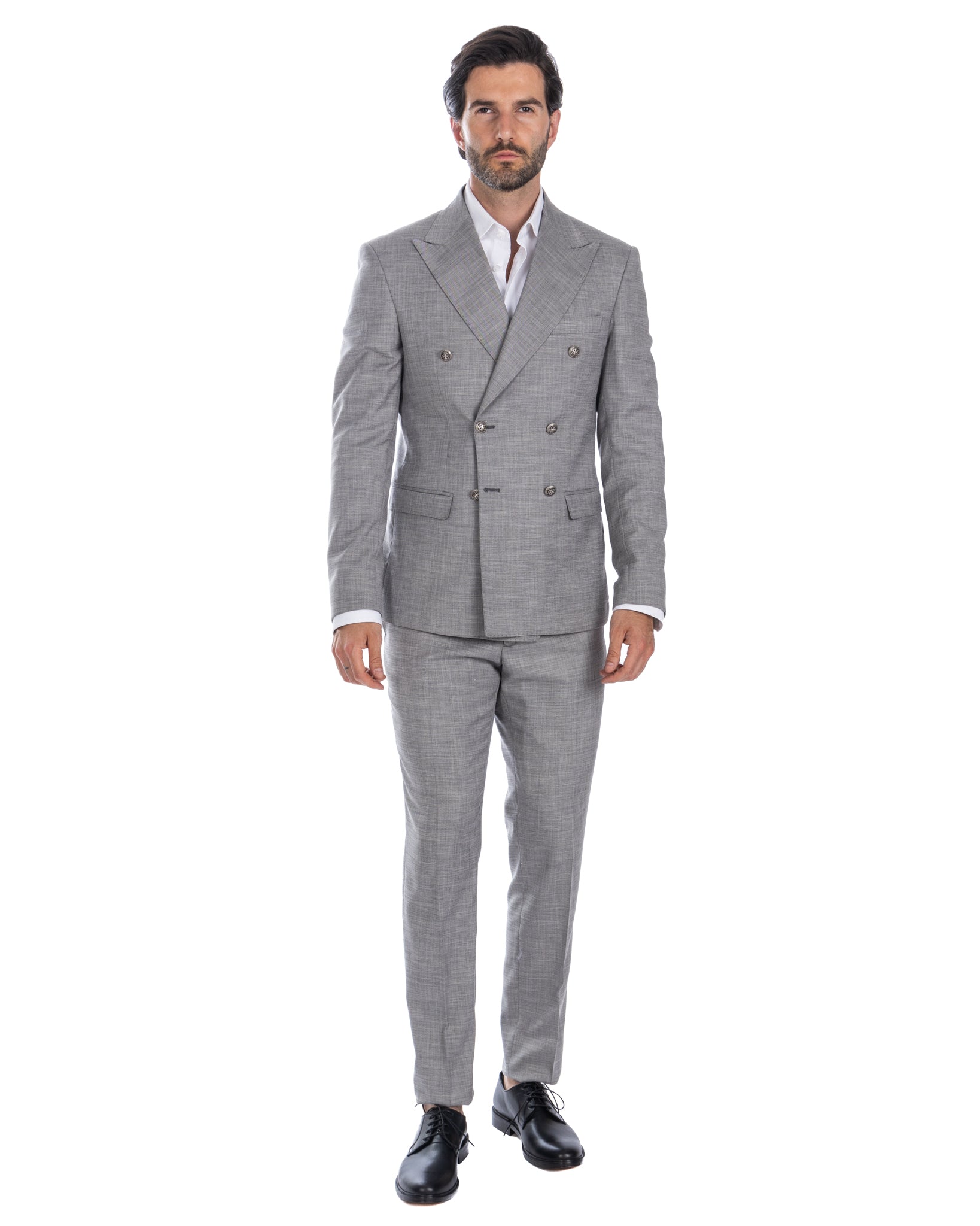 Thun - gray melange double-breasted suit