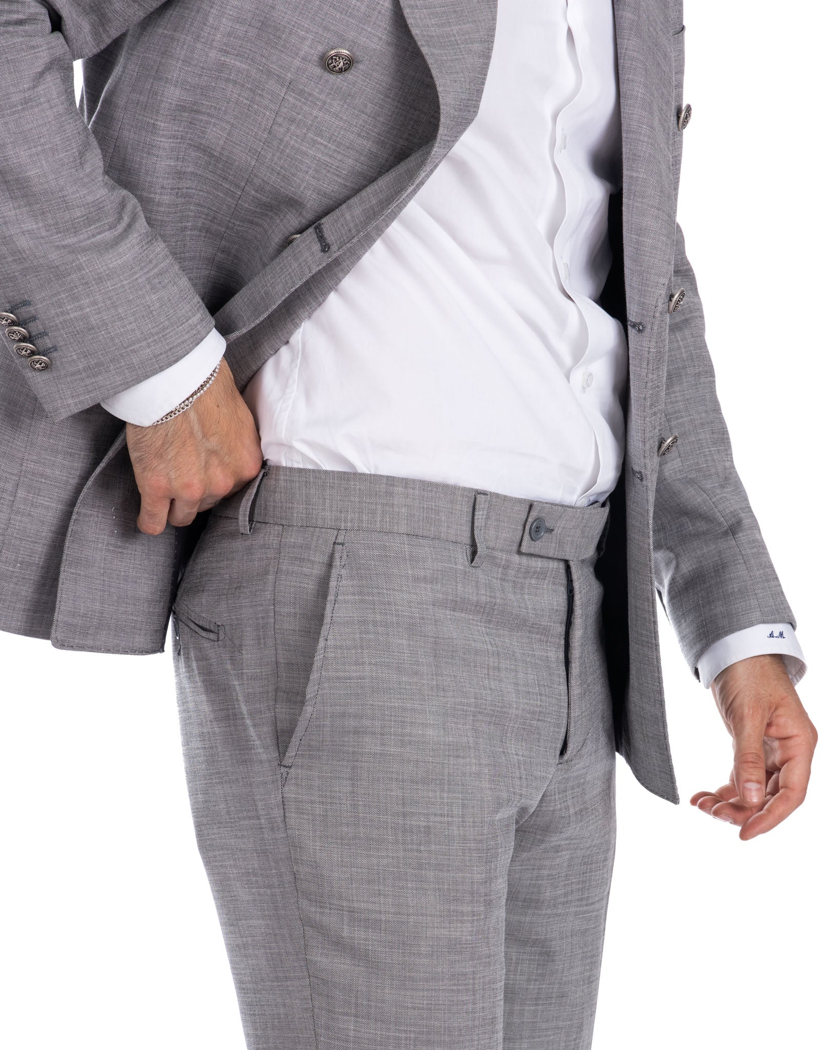 Thun - gray melange double-breasted suit