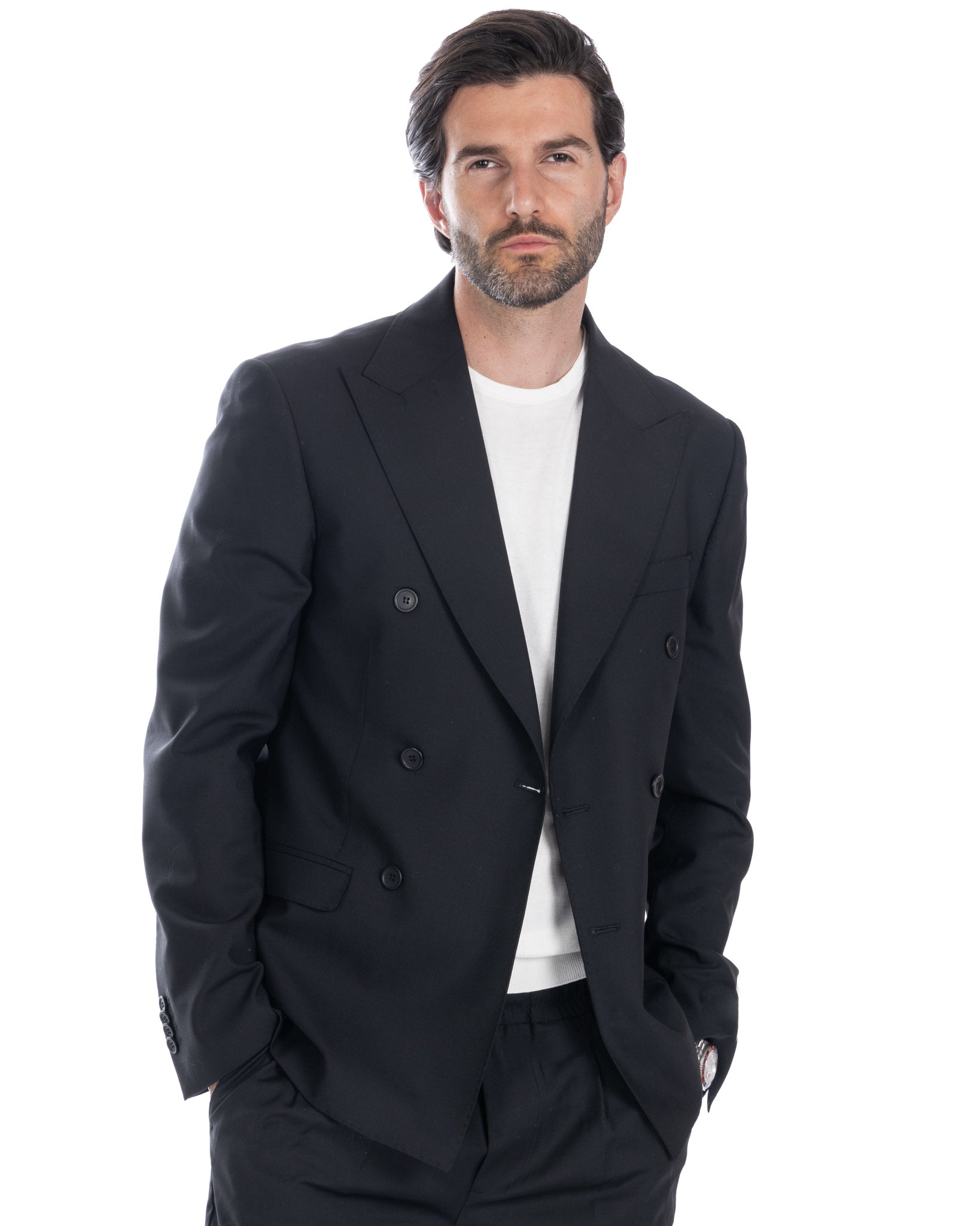 Brooklyn - black double-breasted wool jacket