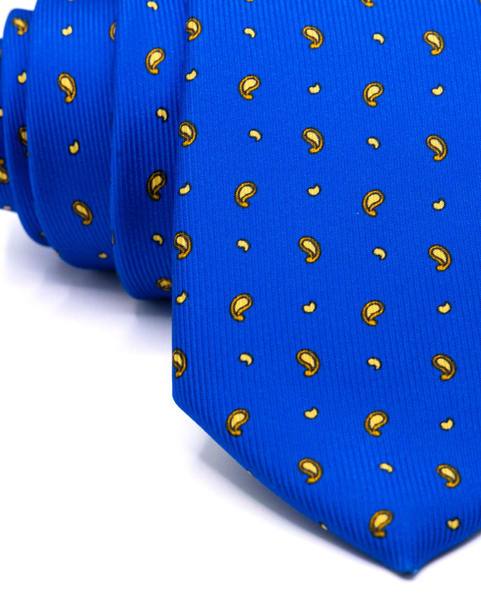 Tie - in blue woven silk