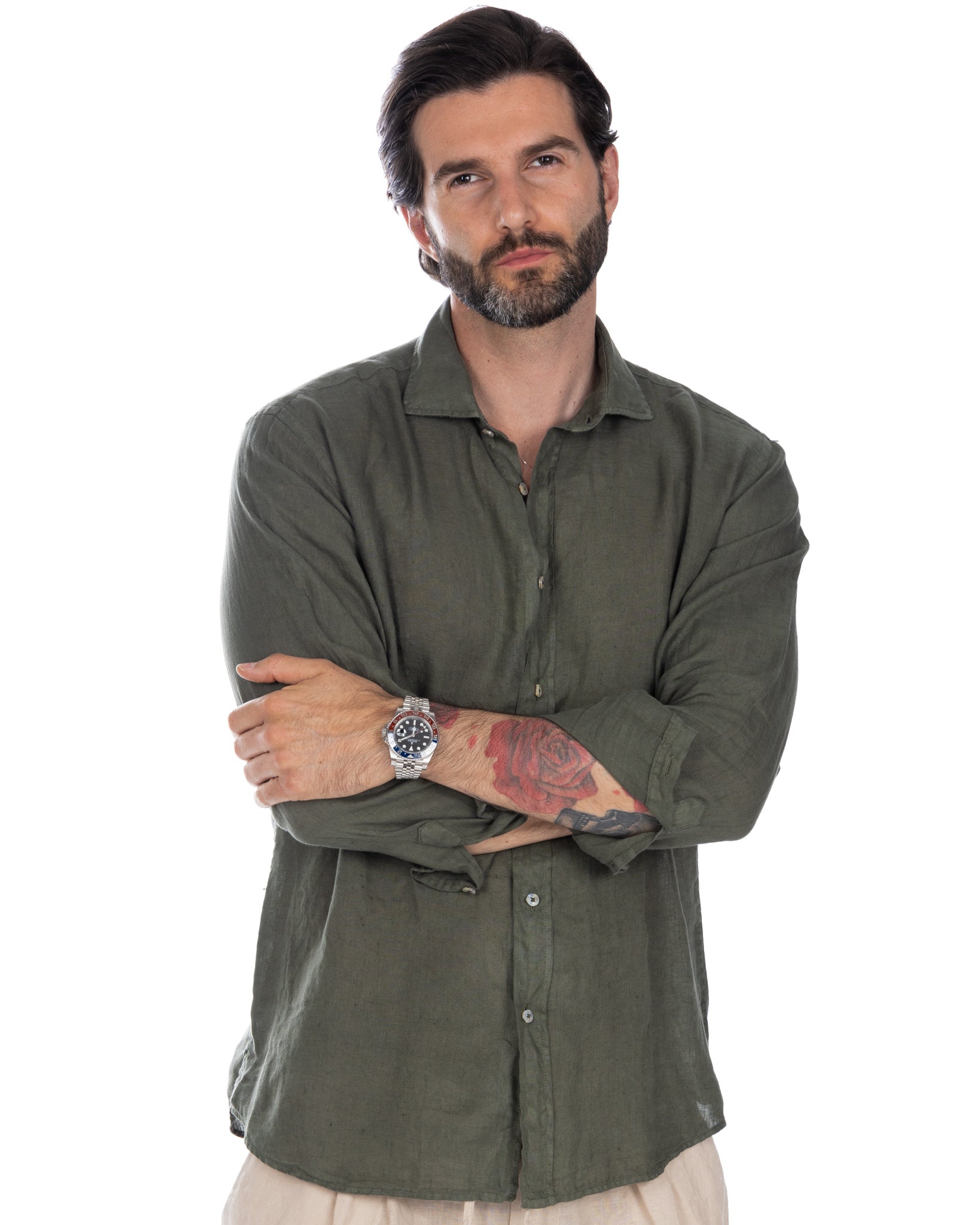 Montecarlo - shirt in pure military linen