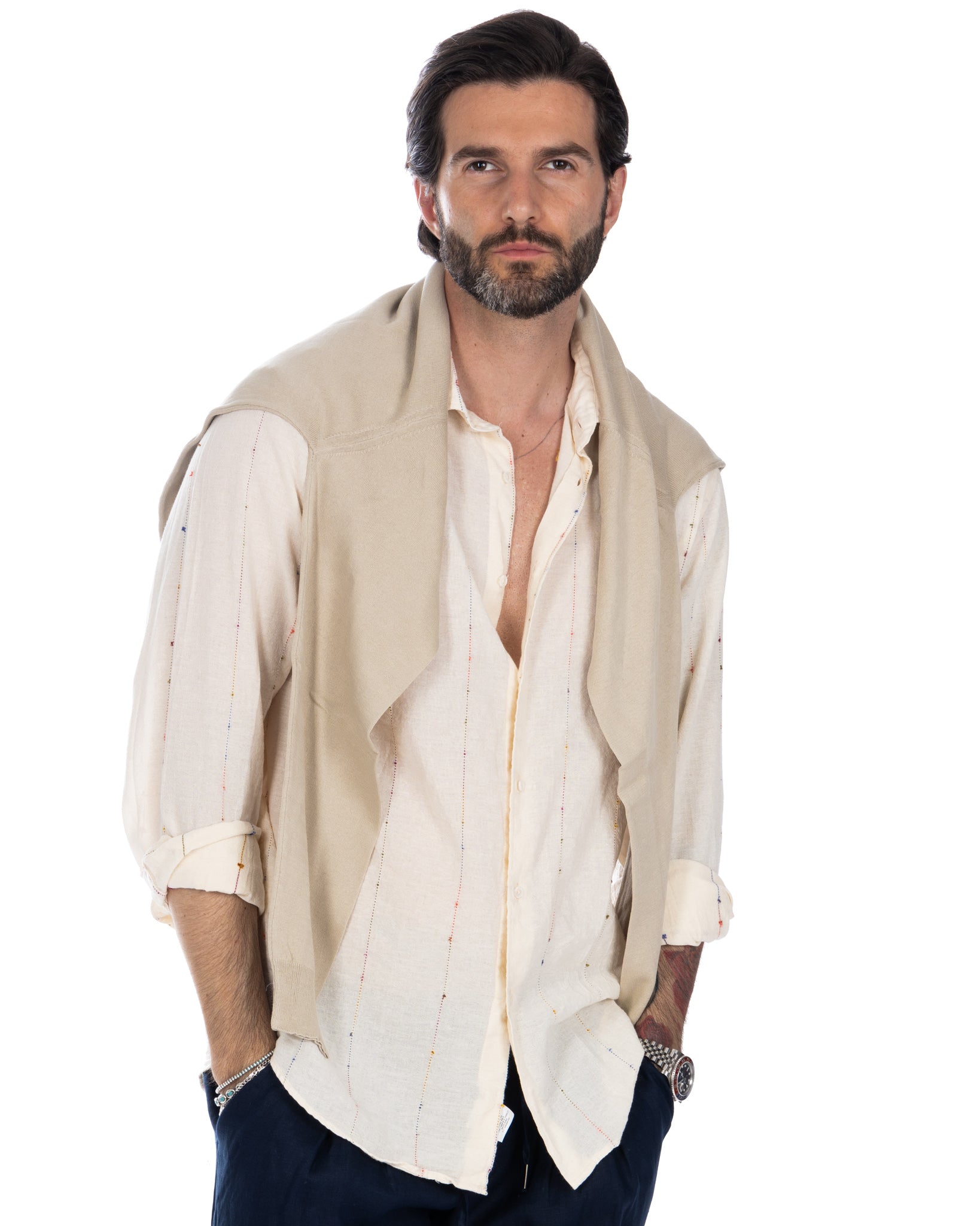 Daniil Pullover aus beigefarbener Baumwolle