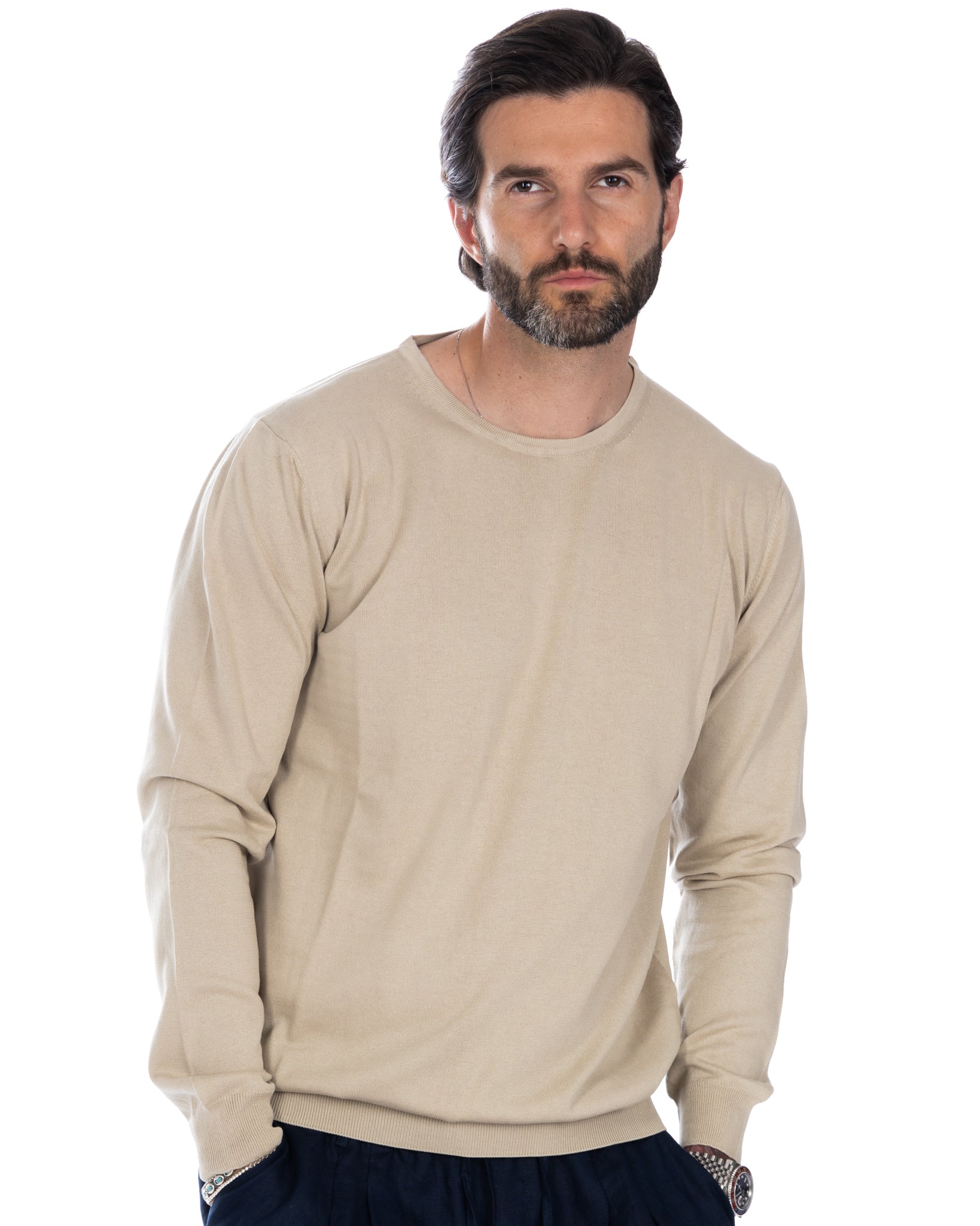 Daniil Pullover aus beigefarbener Baumwolle