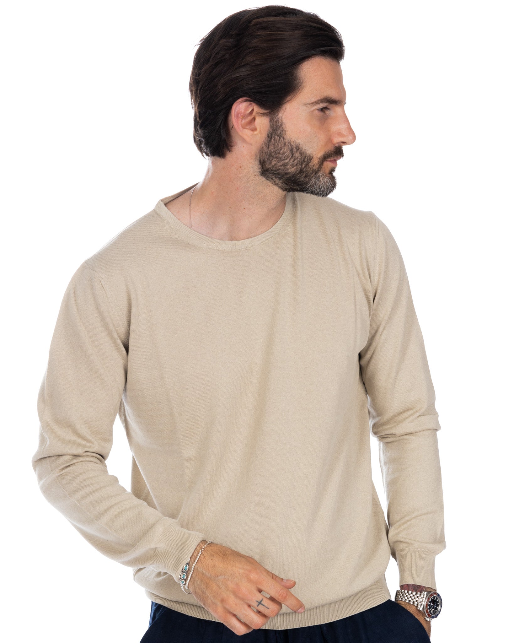 Daniil Pullover aus beigefarbener Baumwolle