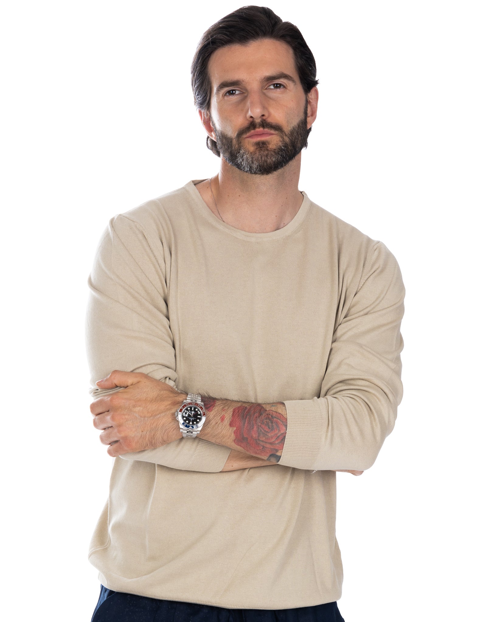 Daniil Pullover aus beigefarbener Baumwolle