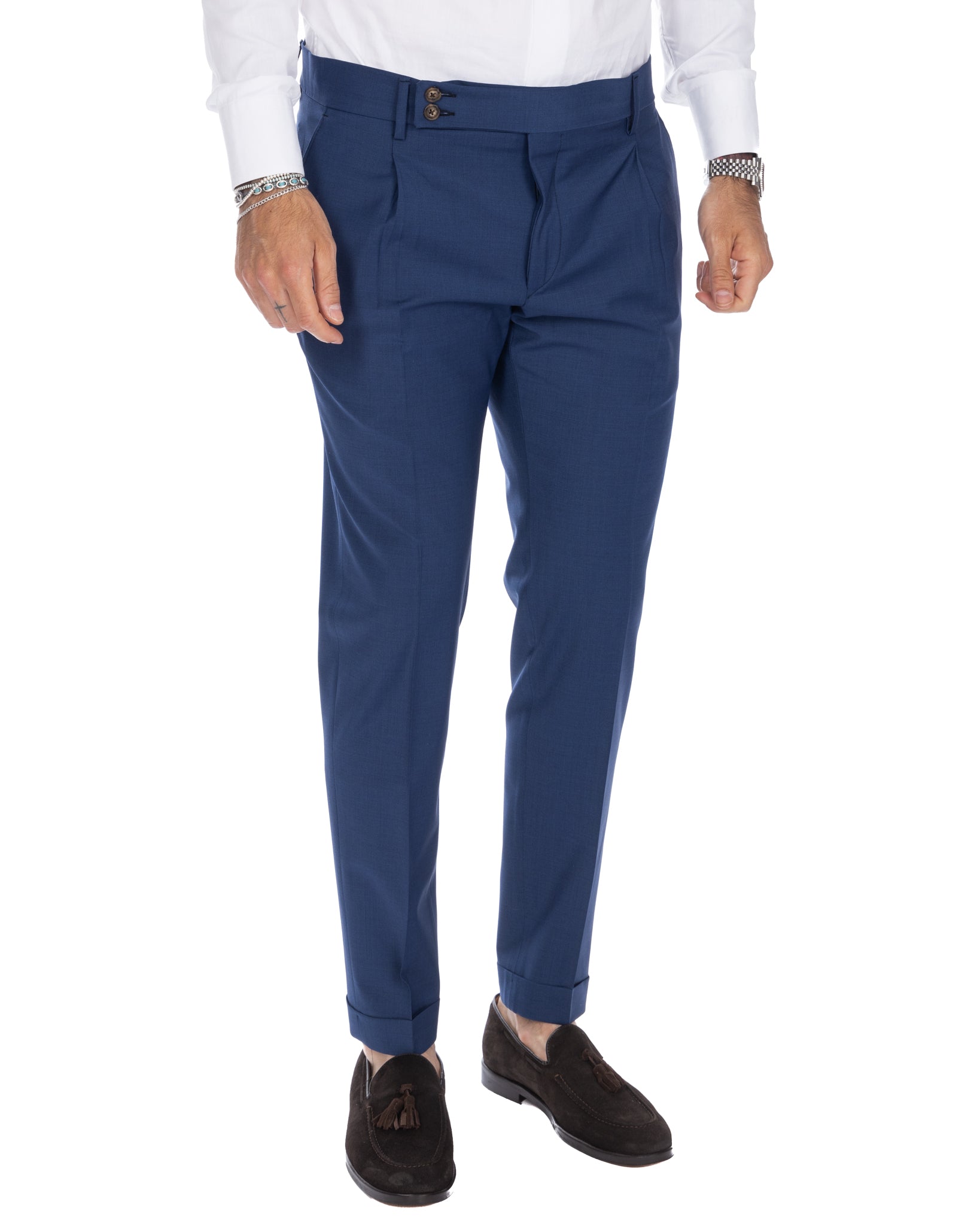 Queens - pantalone bluette in lana
