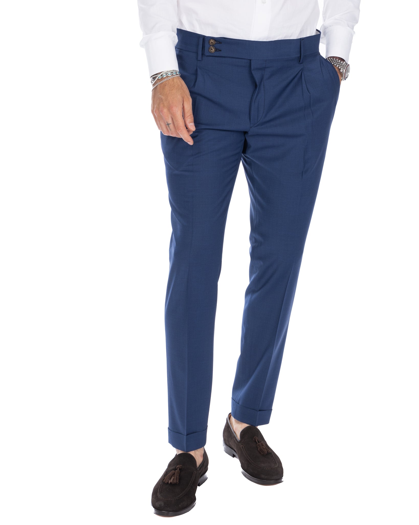 Queens - pantalone bluette in lana