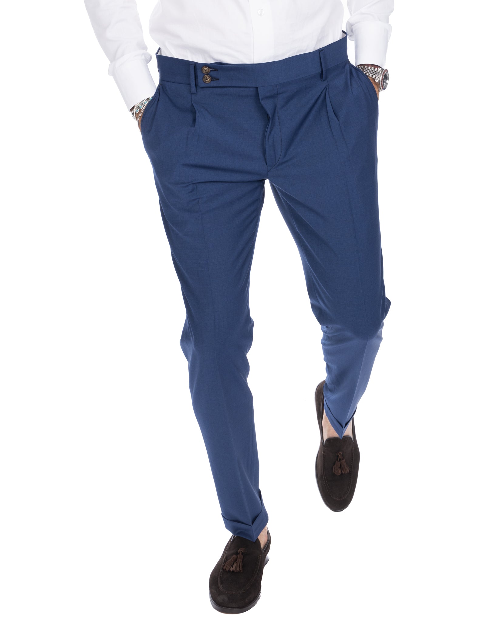 Queens - pantalone bluette in lana