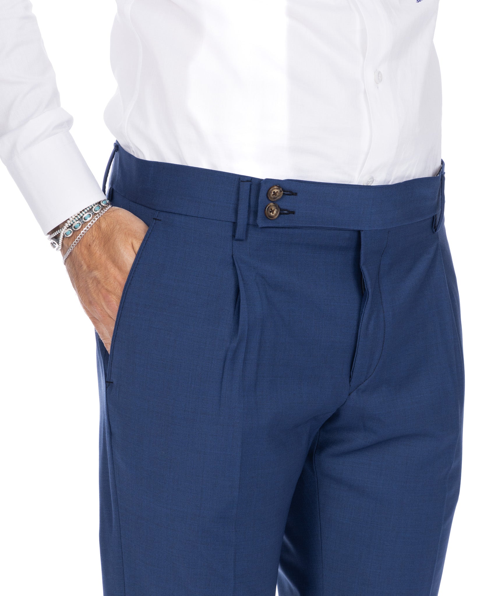 Queens - pantalone bluette in lana