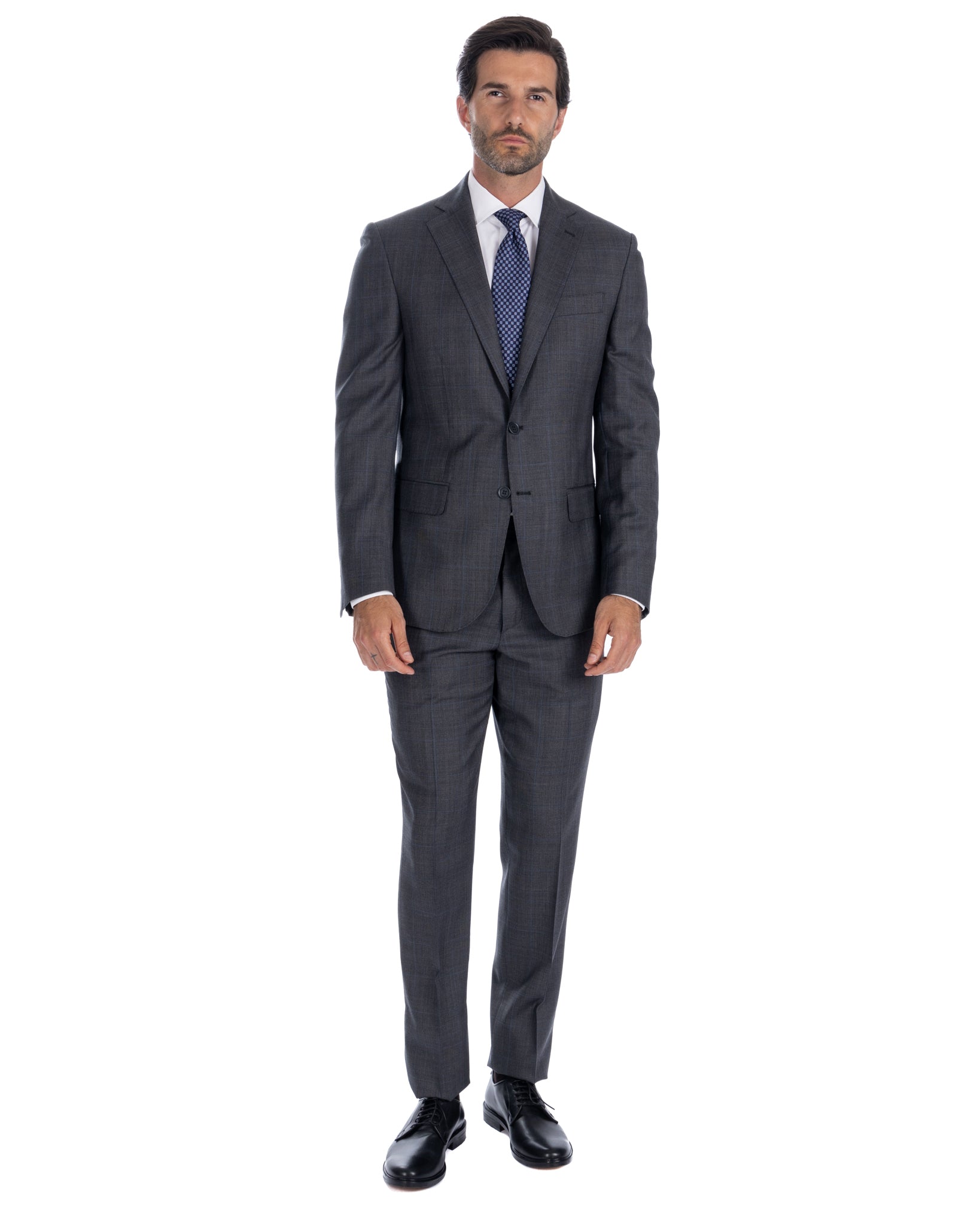 Abito monopetto quadro grigio - Reda