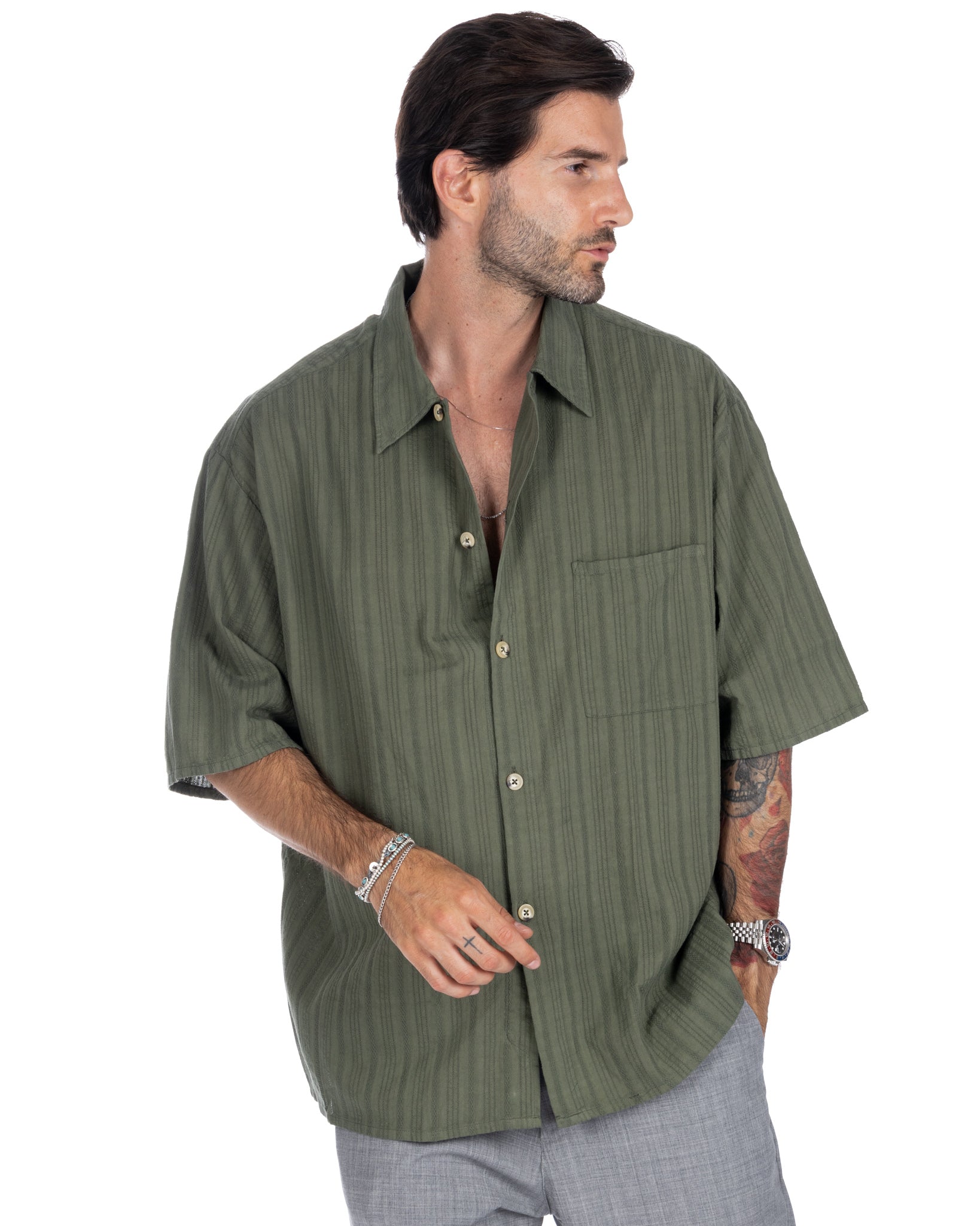 Martinique - chemise militaire oversize en dentelle