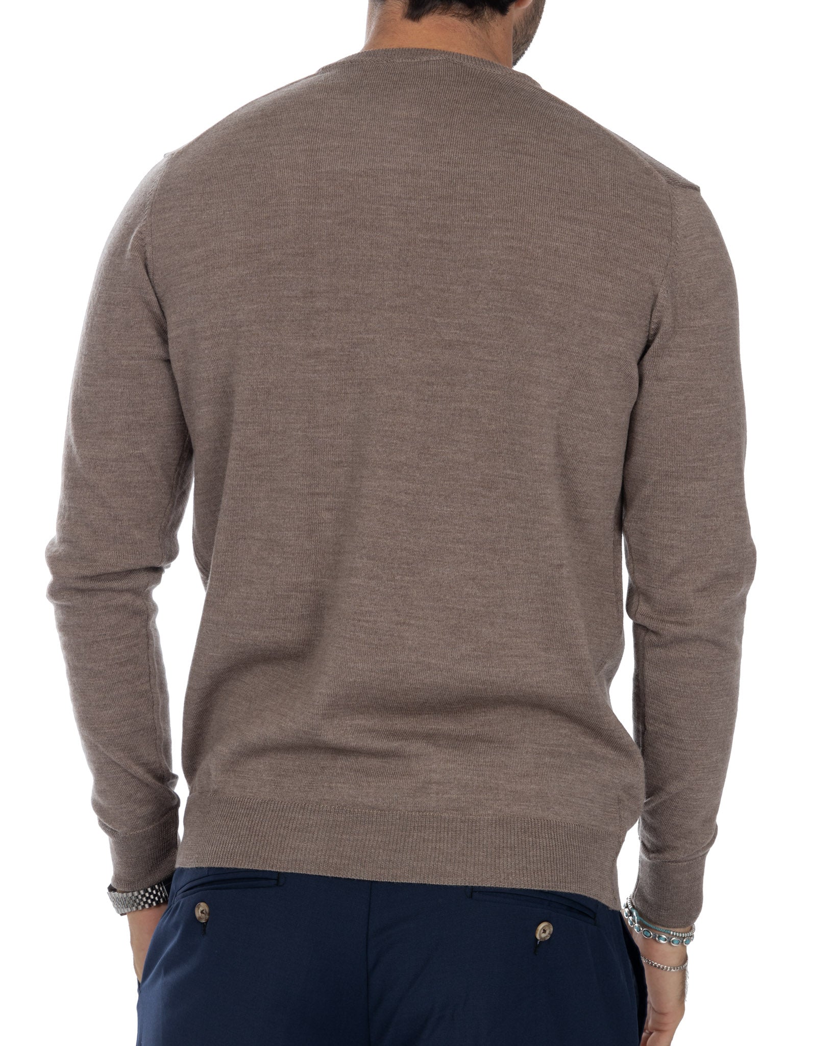 Furore - girocollo in lana merino Tollegno beige