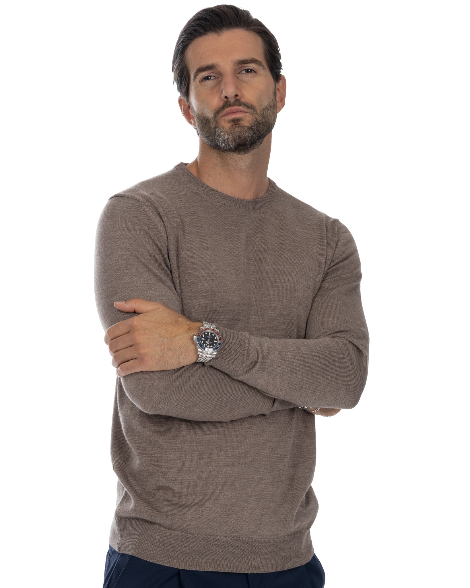 Furore - girocollo in lana merino Tollegno beige