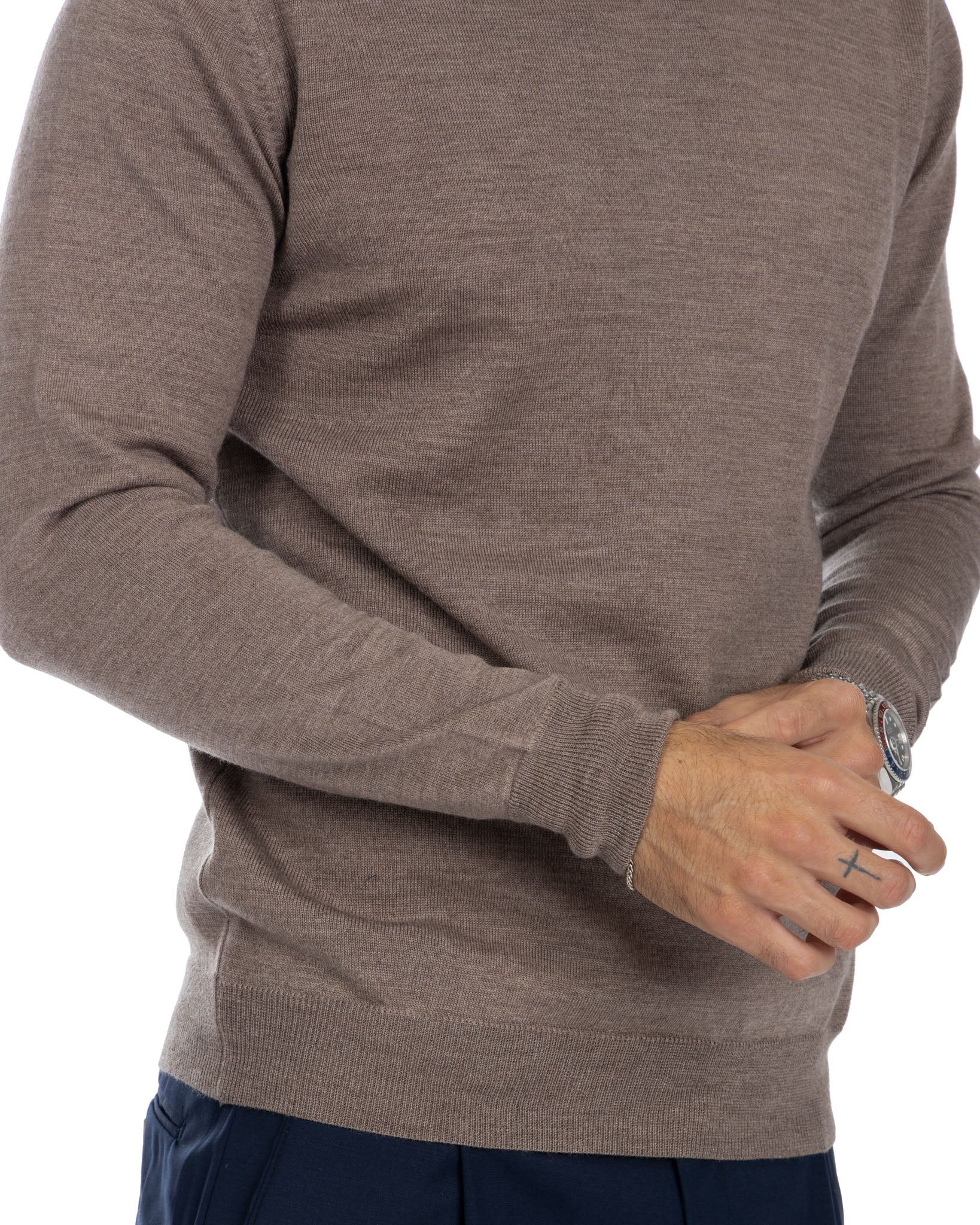 Furore - girocollo in lana merino Tollegno beige