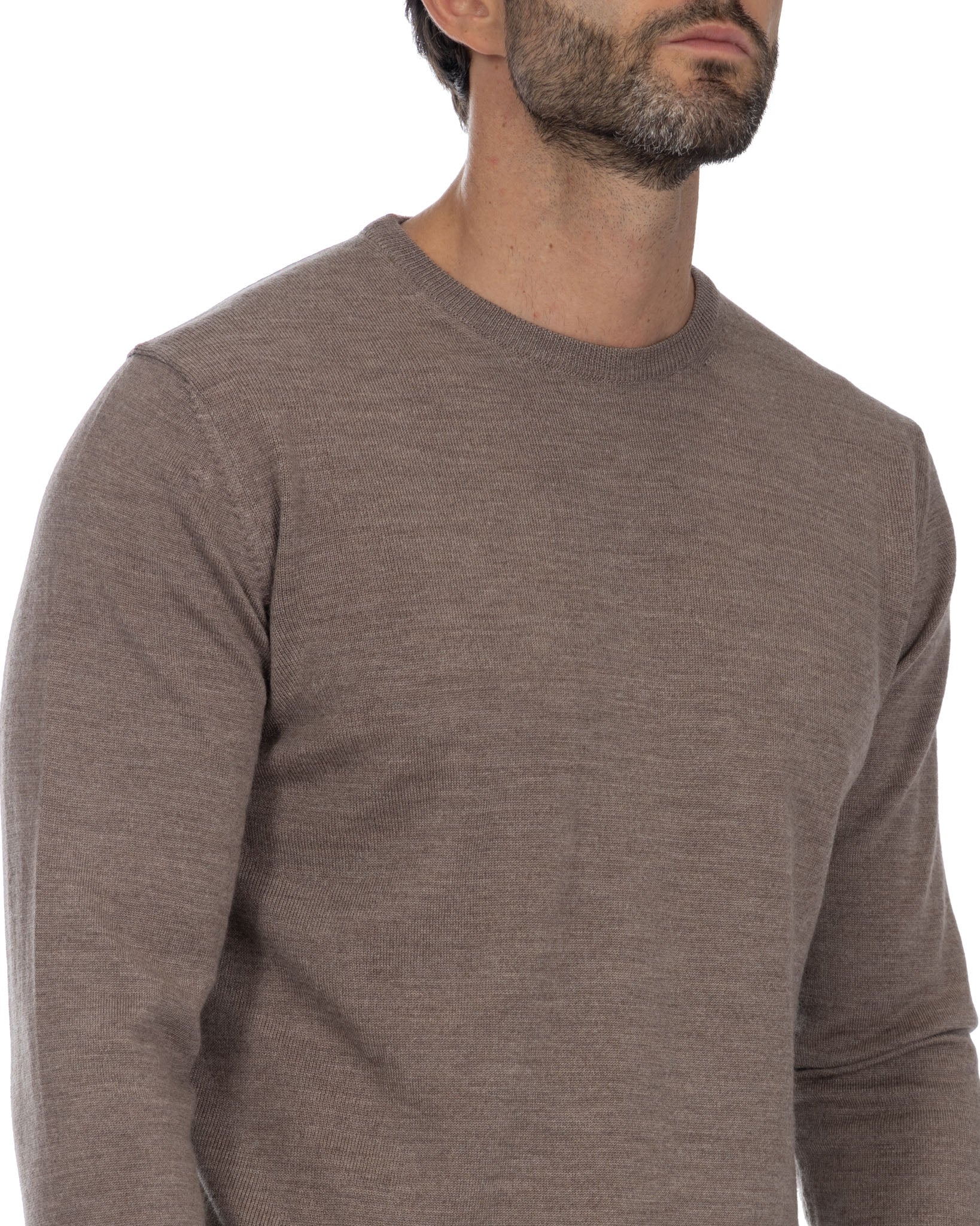 Furore - girocollo in lana merino Tollegno beige