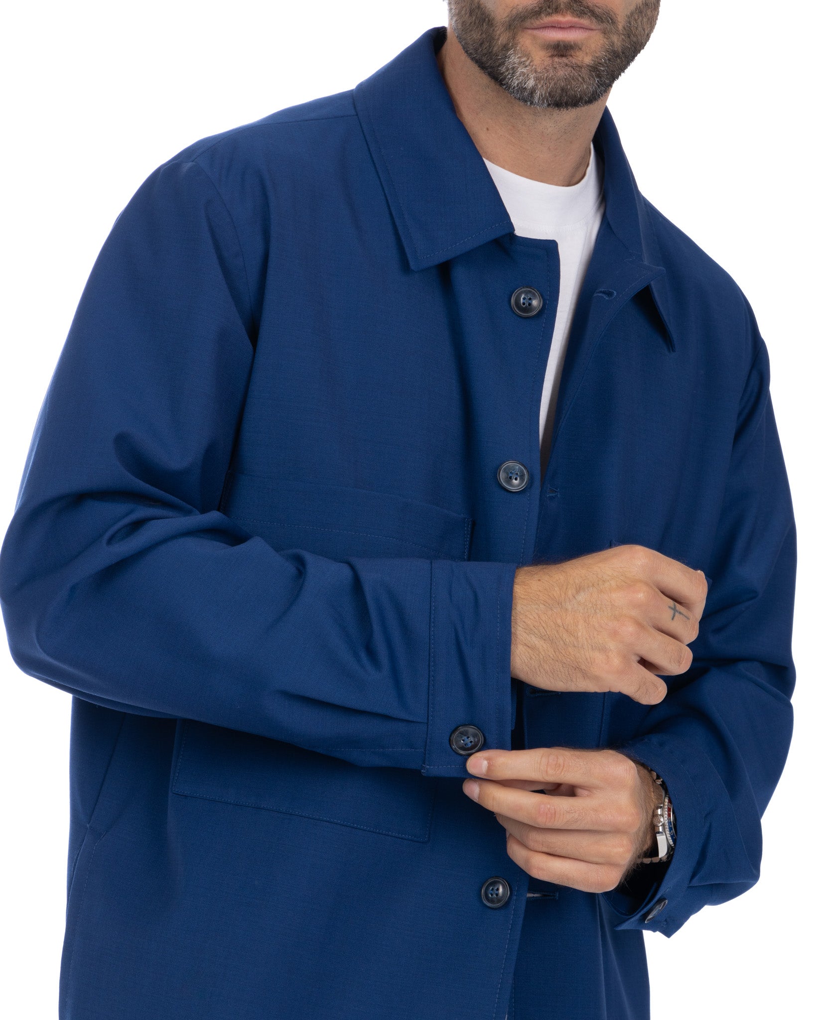 Donald - veste oversize bleu bleuet en laine mélangée