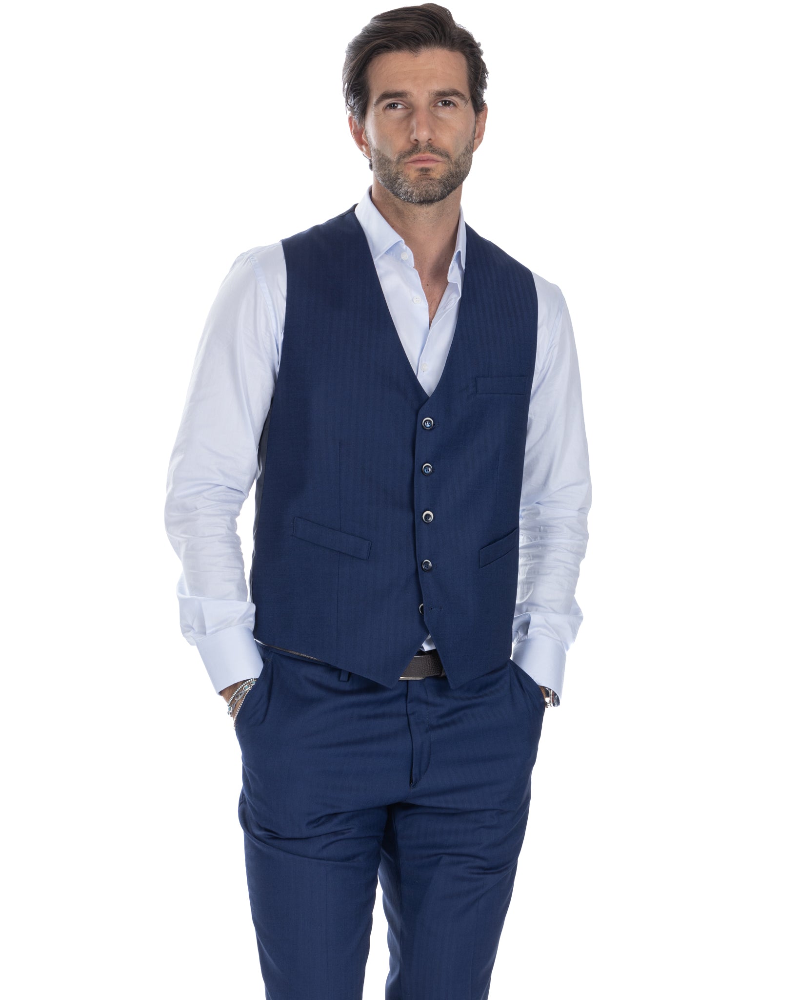 Lione - gilet monopetto solaro bluette