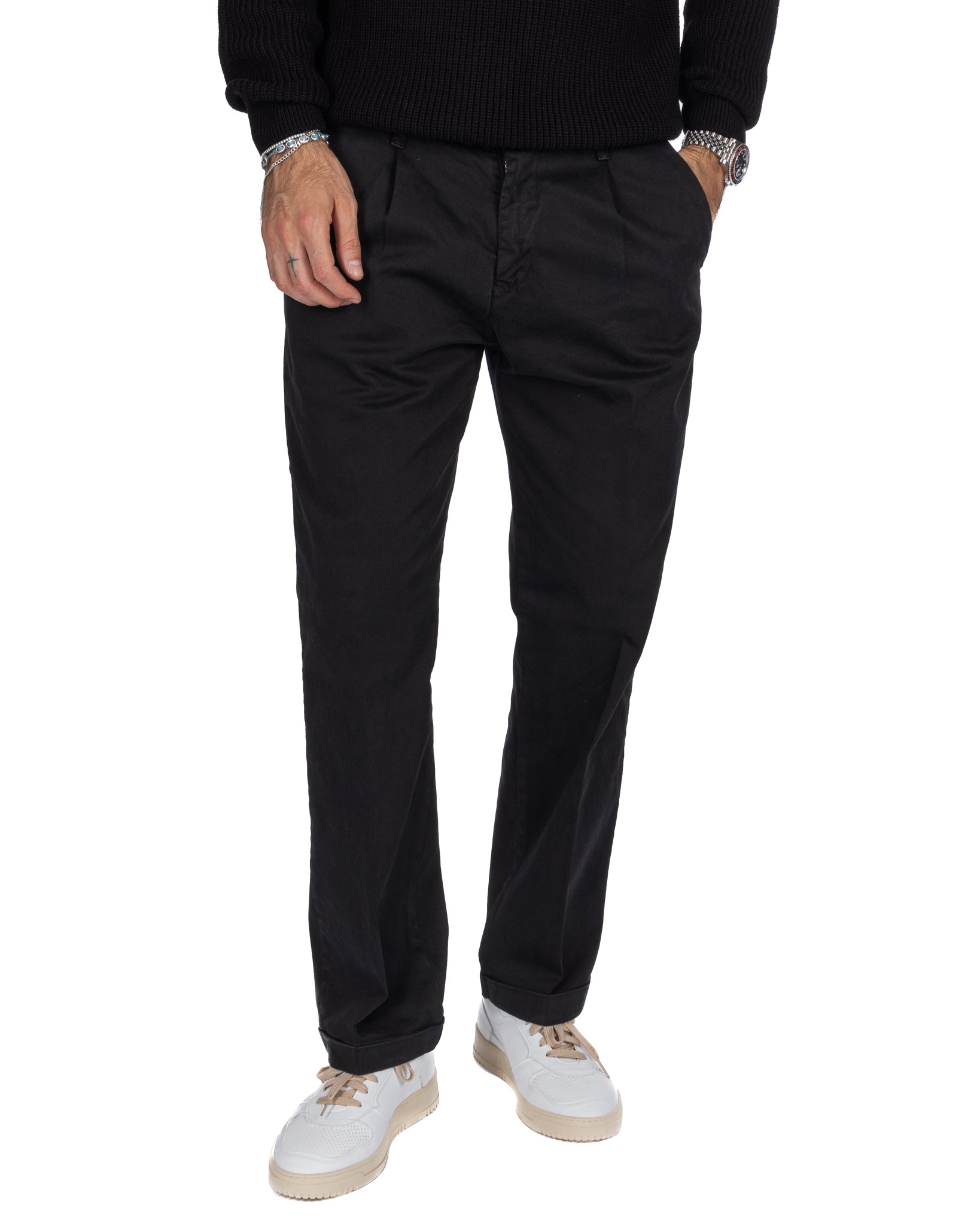 Pantalon en coton noir Sean