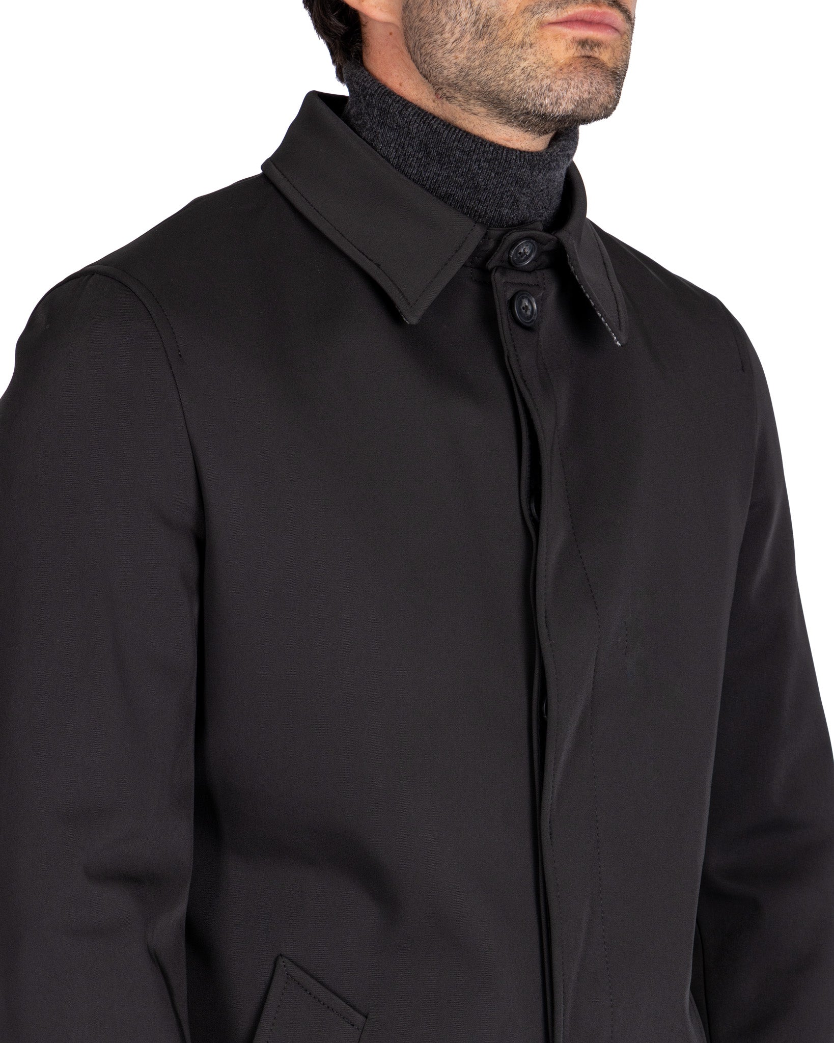 Tyler - black technical trench coat