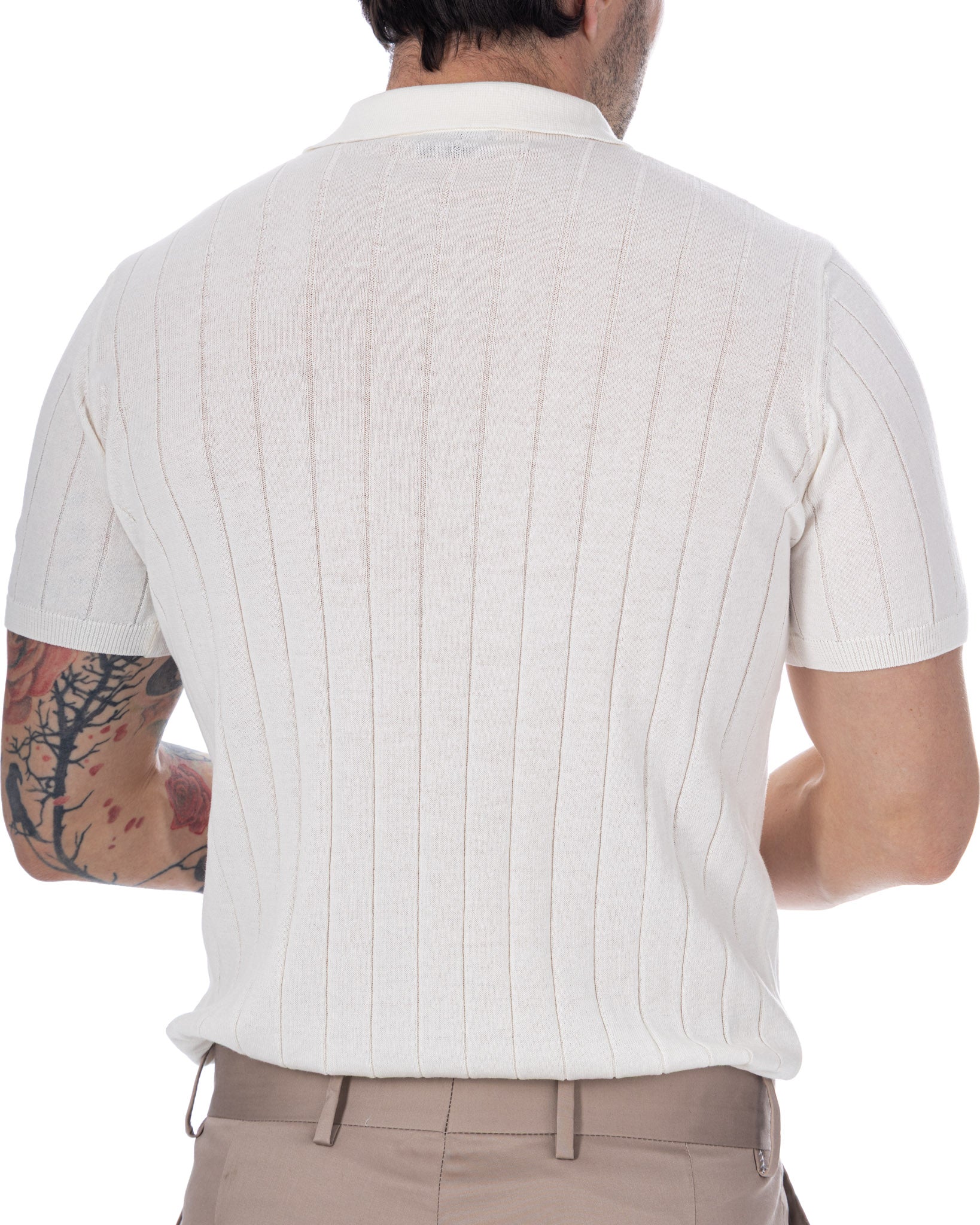 Cameron - polo in maglia a coste bianca